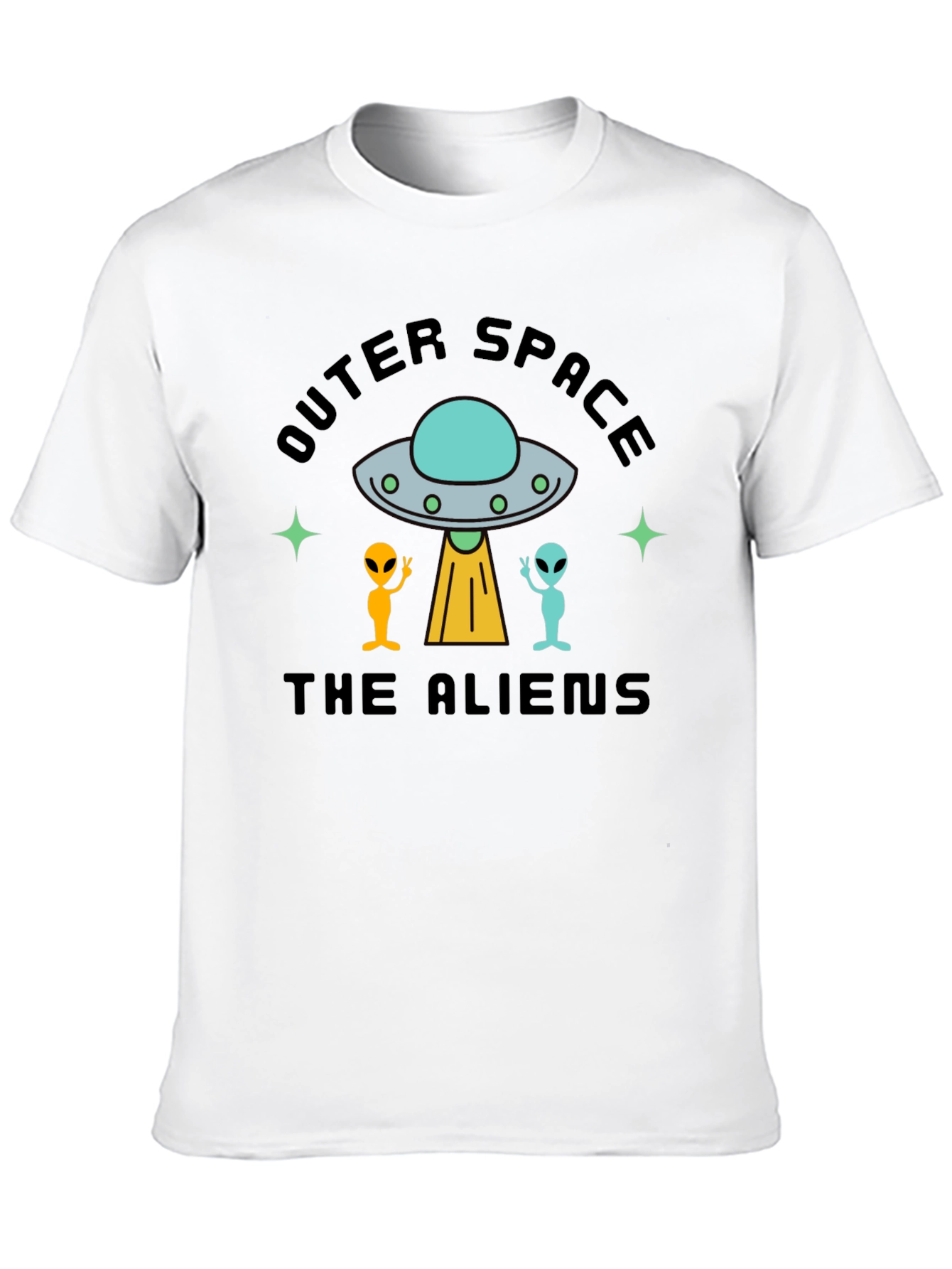 Outer Space Aliens Black T-Shirt