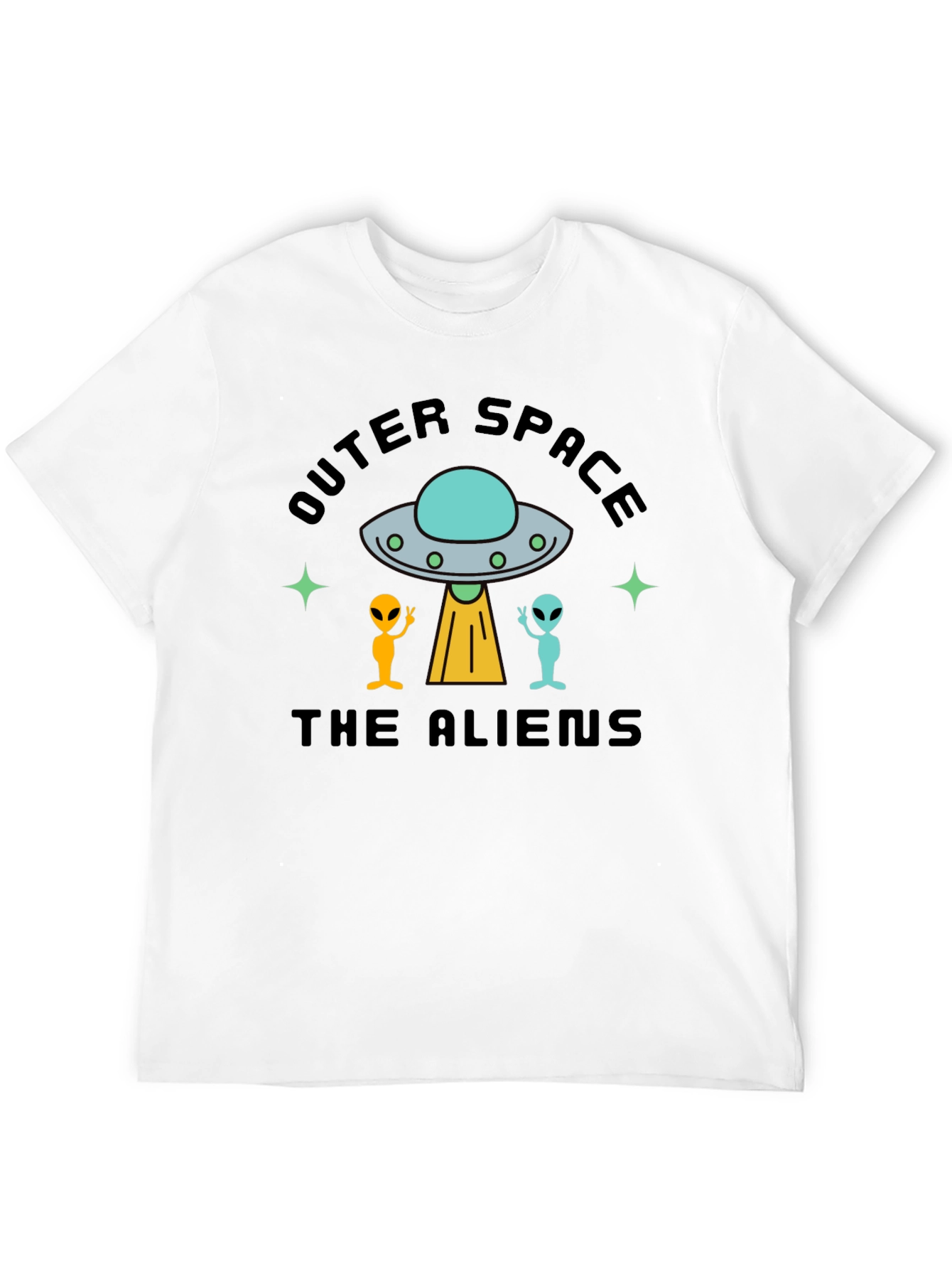 Outer Space Aliens Black T-Shirt