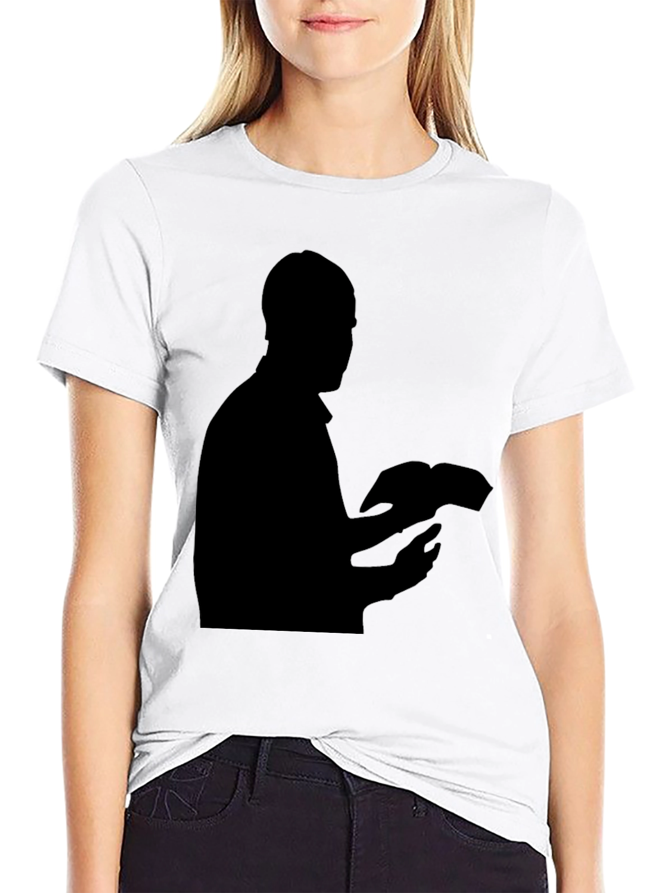 Silhouette Reading T-Shirt - Black Casual Wear