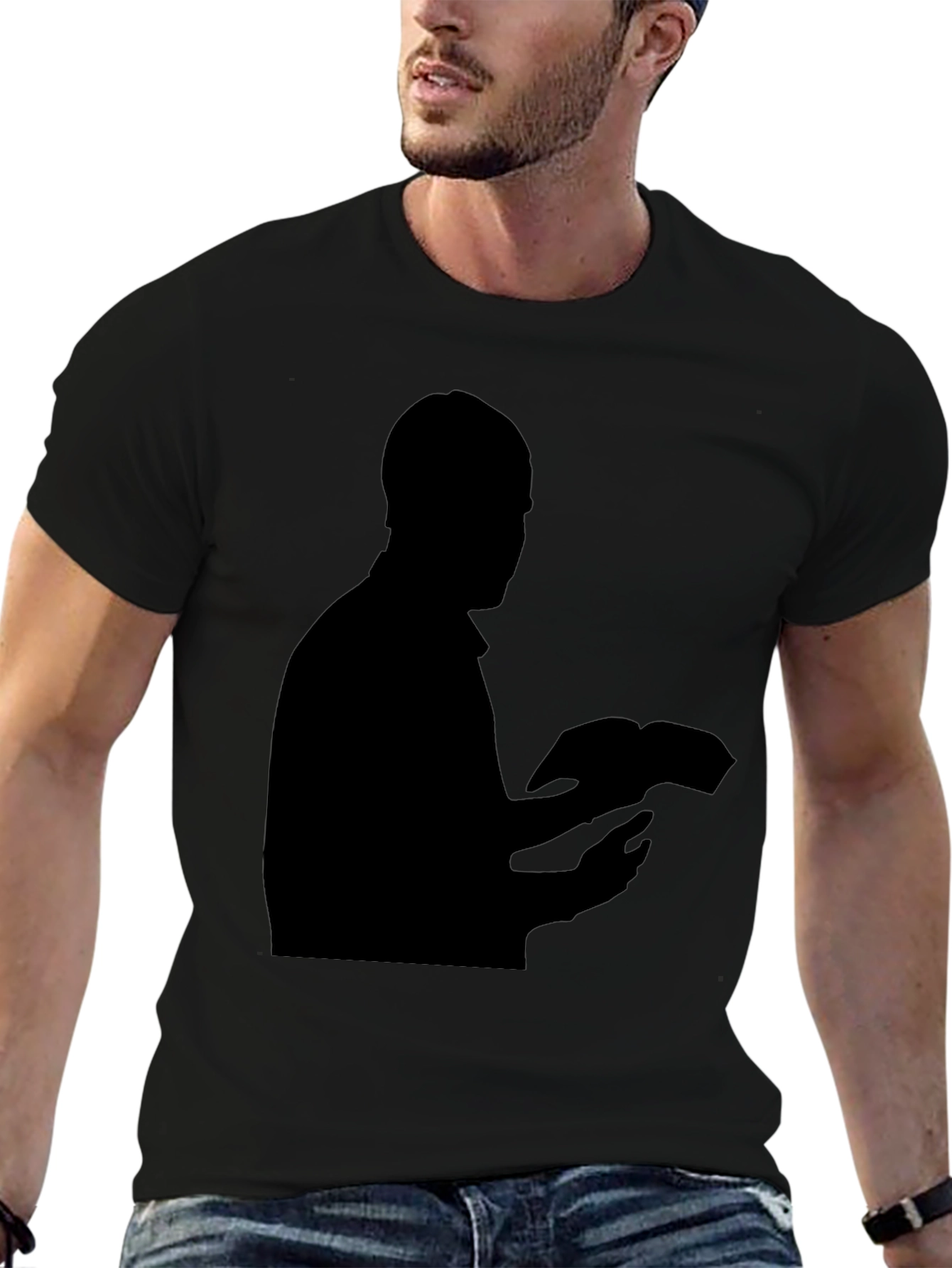 Silhouette Reading T-Shirt - Black Casual Wear
