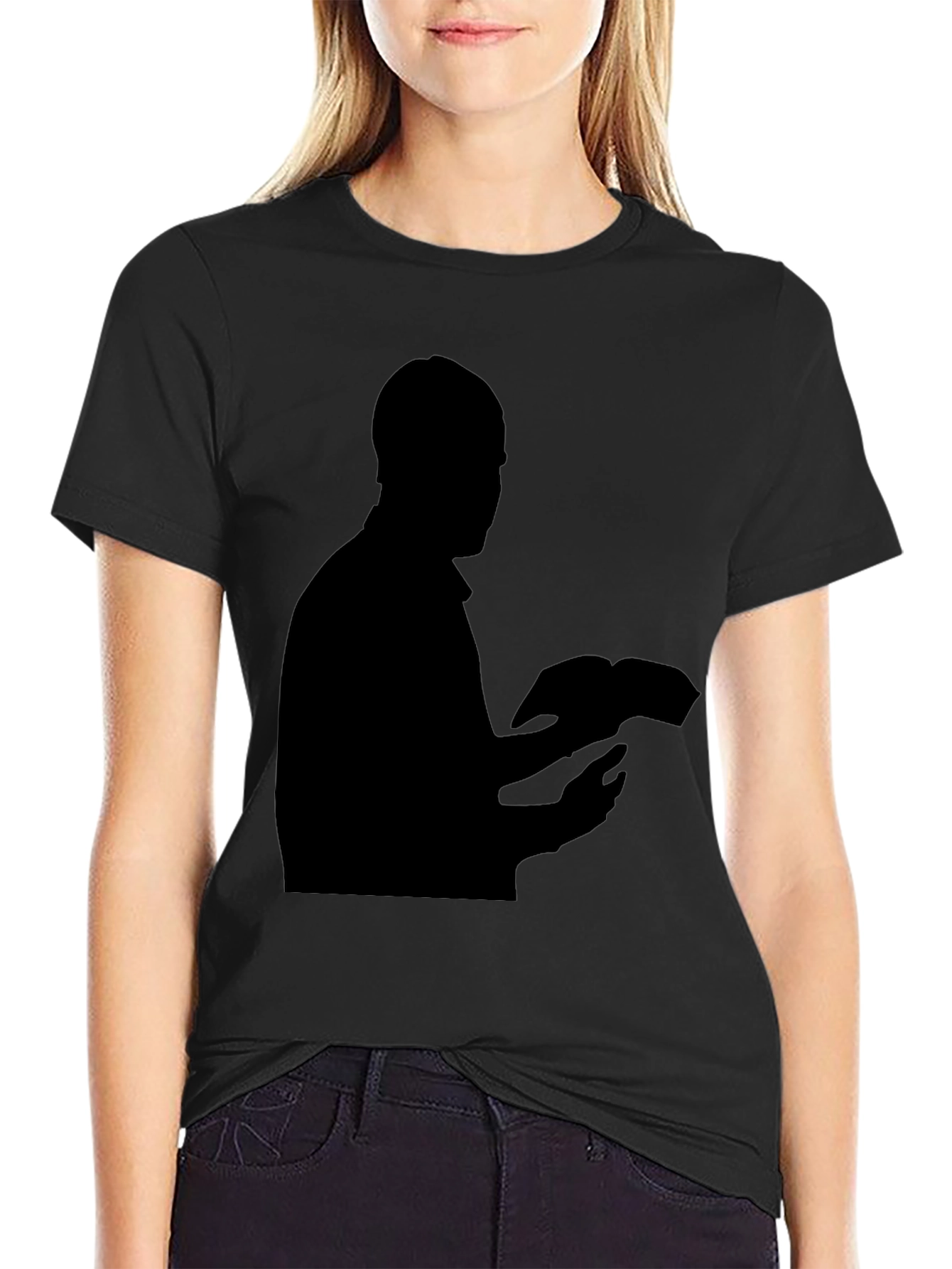Silhouette Reading T-Shirt - Black Casual Wear