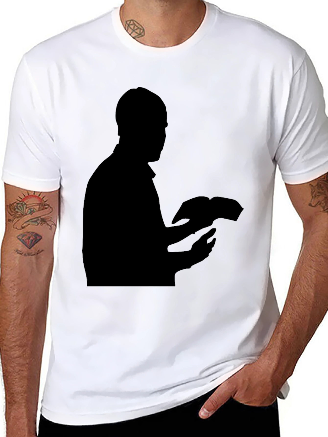 Silhouette Reading T-Shirt - Black Casual Wear
