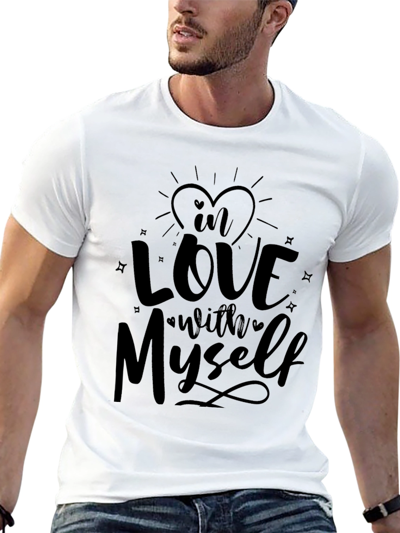 In Love with Myself Graphic Black Tee