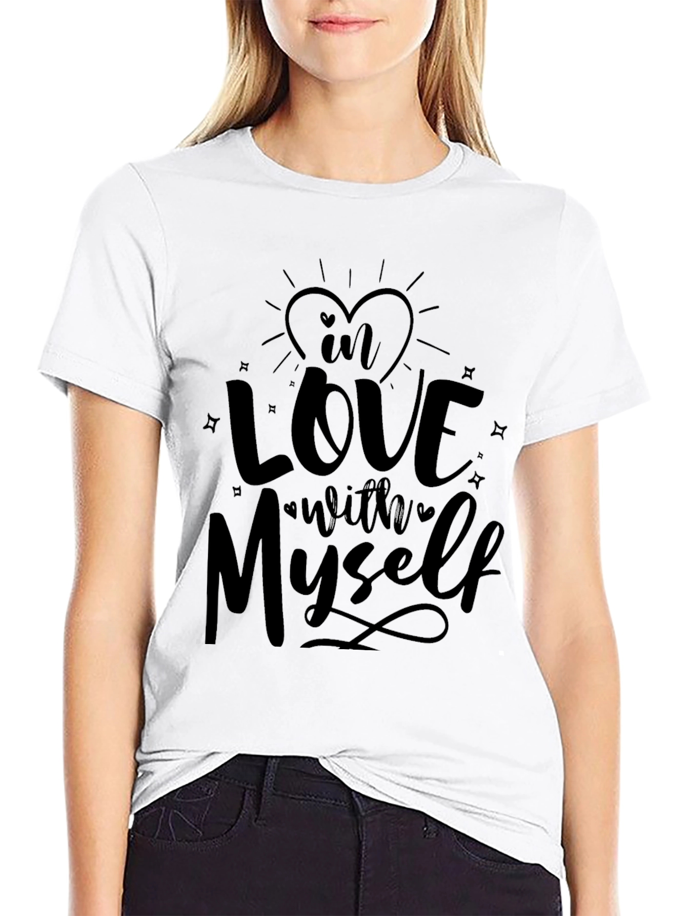 In Love with Myself Graphic Black Tee