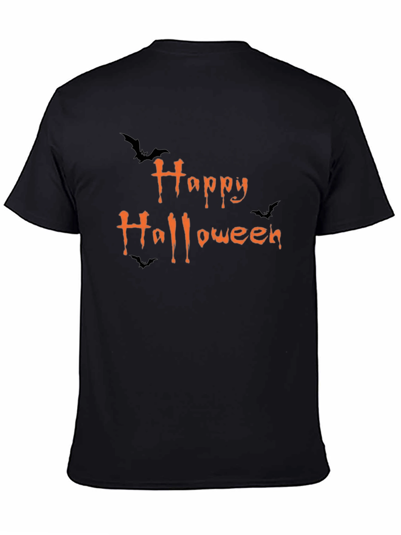 Happy Halloween Graphic Print Black T-Shirt