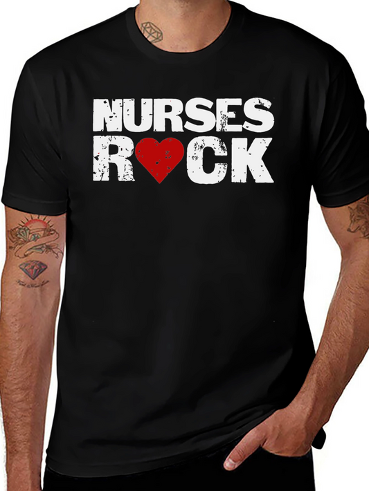 Nurses Rock T-Shirt - Heart Graphic Tee