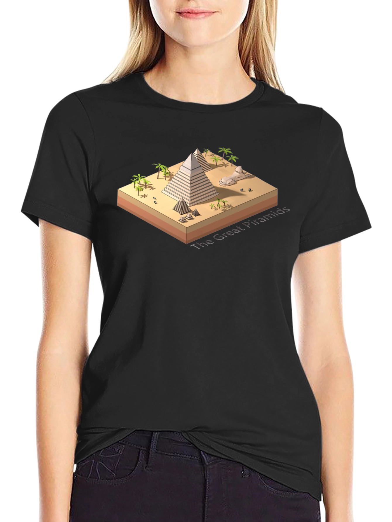 Egyptian Pyramid Graphic Tee - Black Cotton Blend T-Shirt