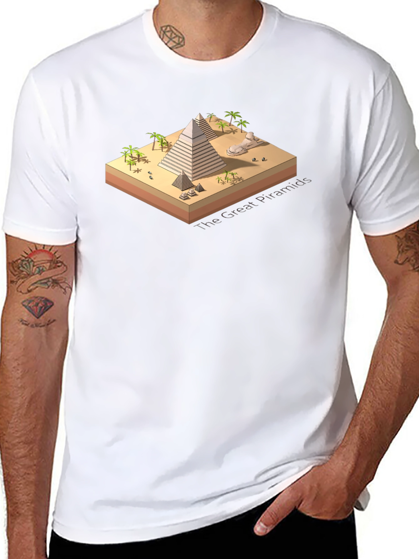 Egyptian Pyramid Graphic Tee - Black Cotton Blend T-Shirt