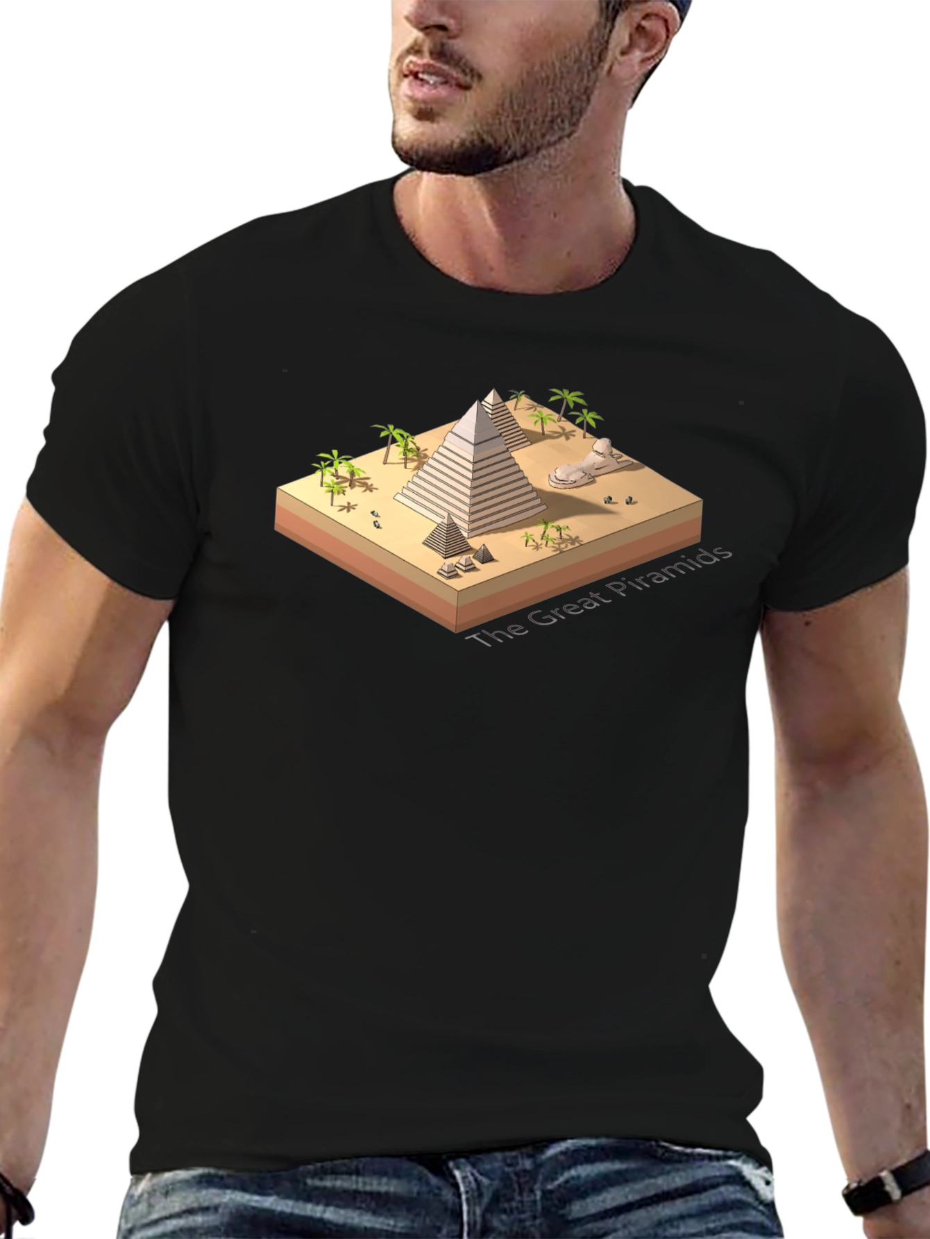 Egyptian Pyramid Graphic Tee - Black Cotton Blend T-Shirt