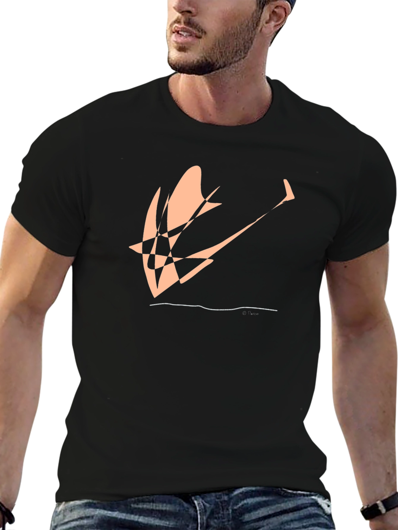 Abstract Design Black Cotton Tee