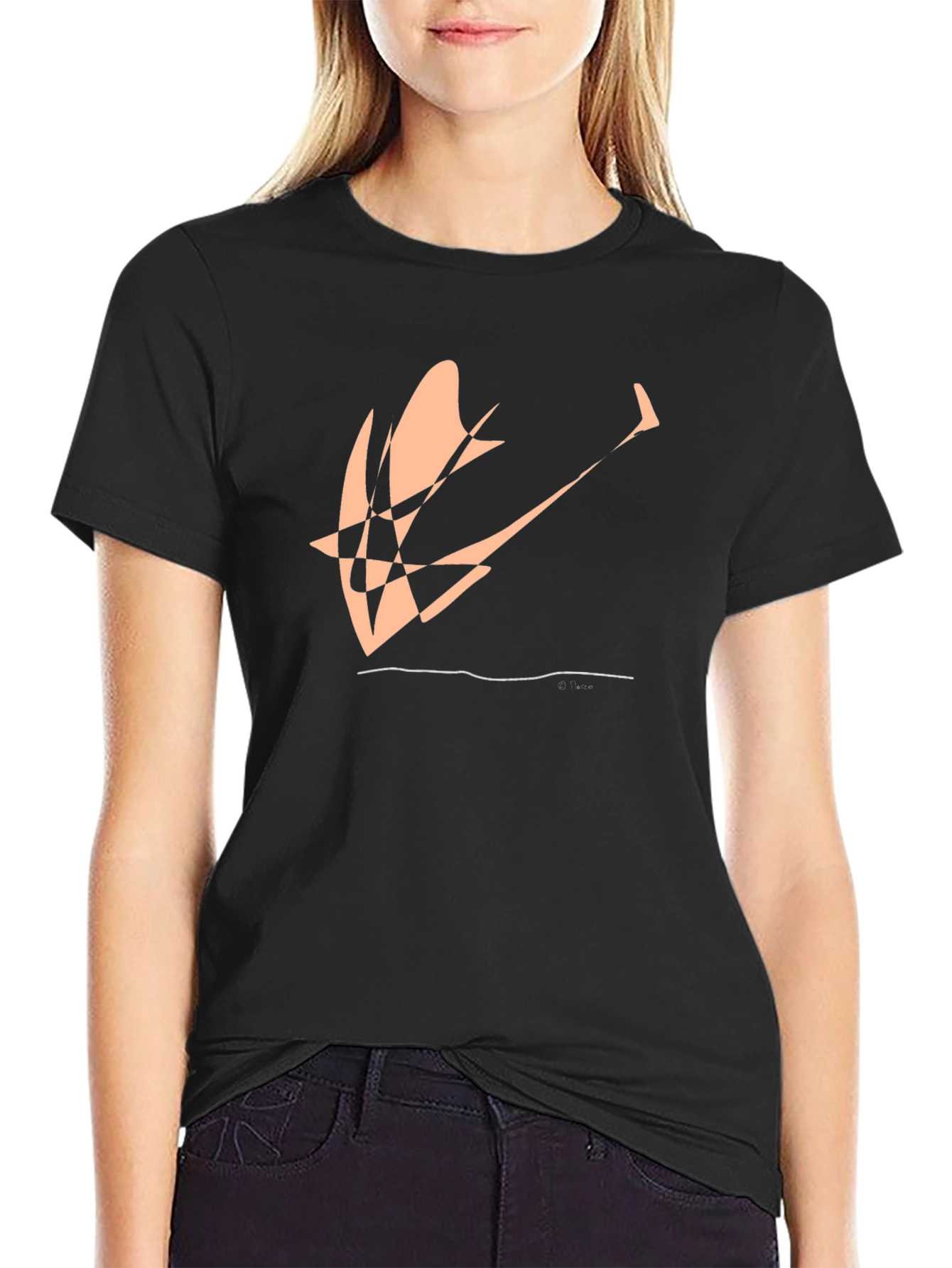 Abstract Design Black Cotton Tee