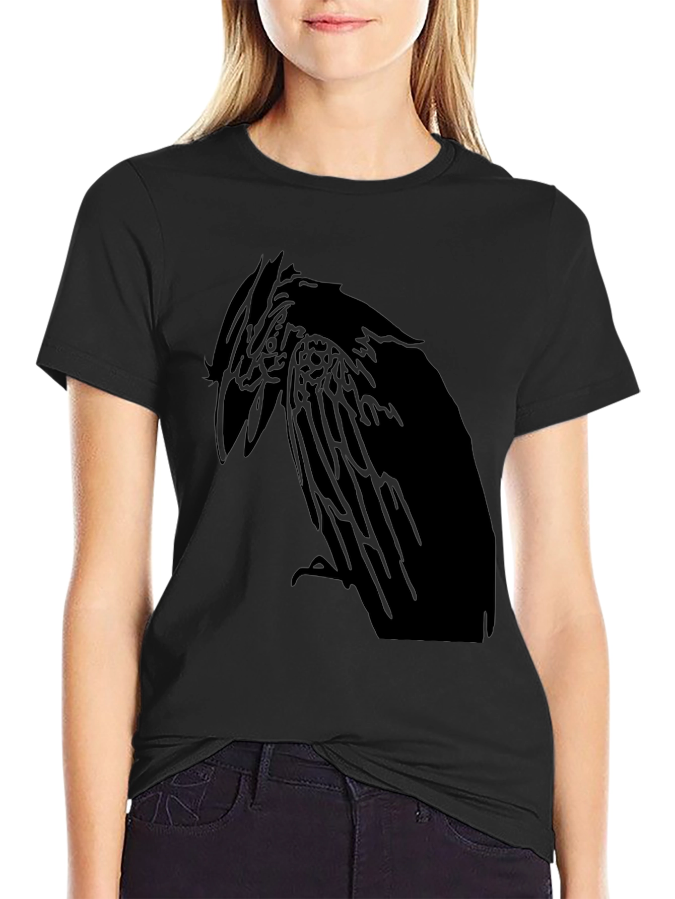 Raven Graphic Print Mens Black T-Shirt