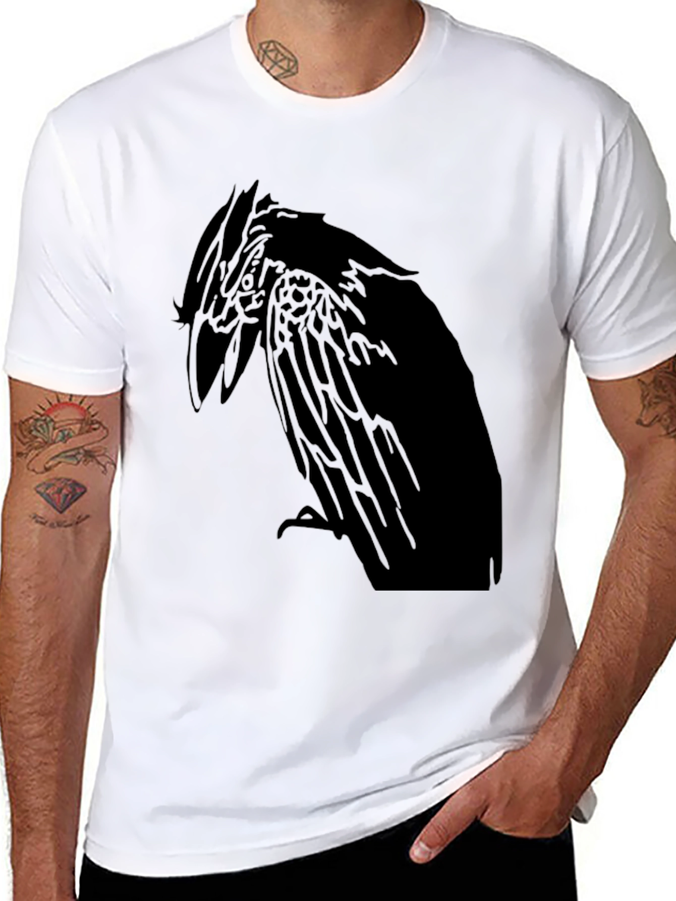 Raven Graphic Print Mens Black T-Shirt