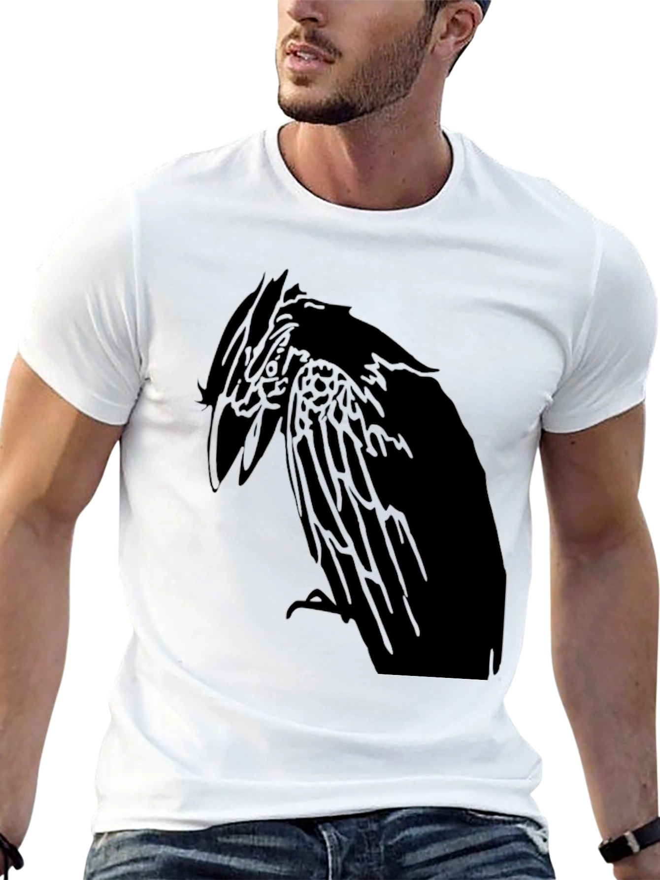 Raven Graphic Print Mens Black T-Shirt
