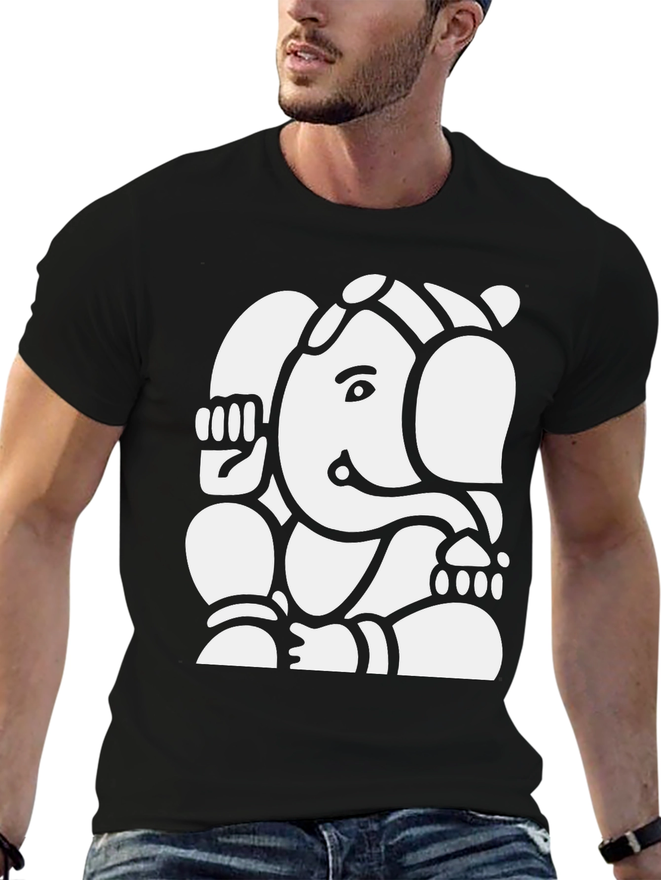 Ganesh Graphic Tee - Black Cotton Blend