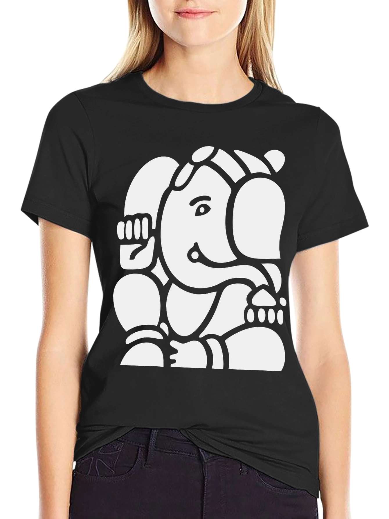 Ganesh Graphic Tee - Black Cotton Blend