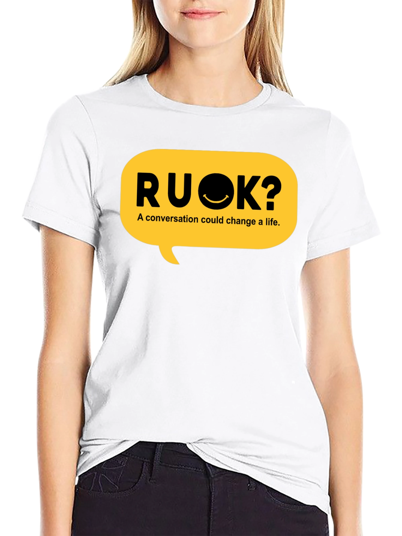RU OK? Black Graphic T-Shirt - Conversation Starter