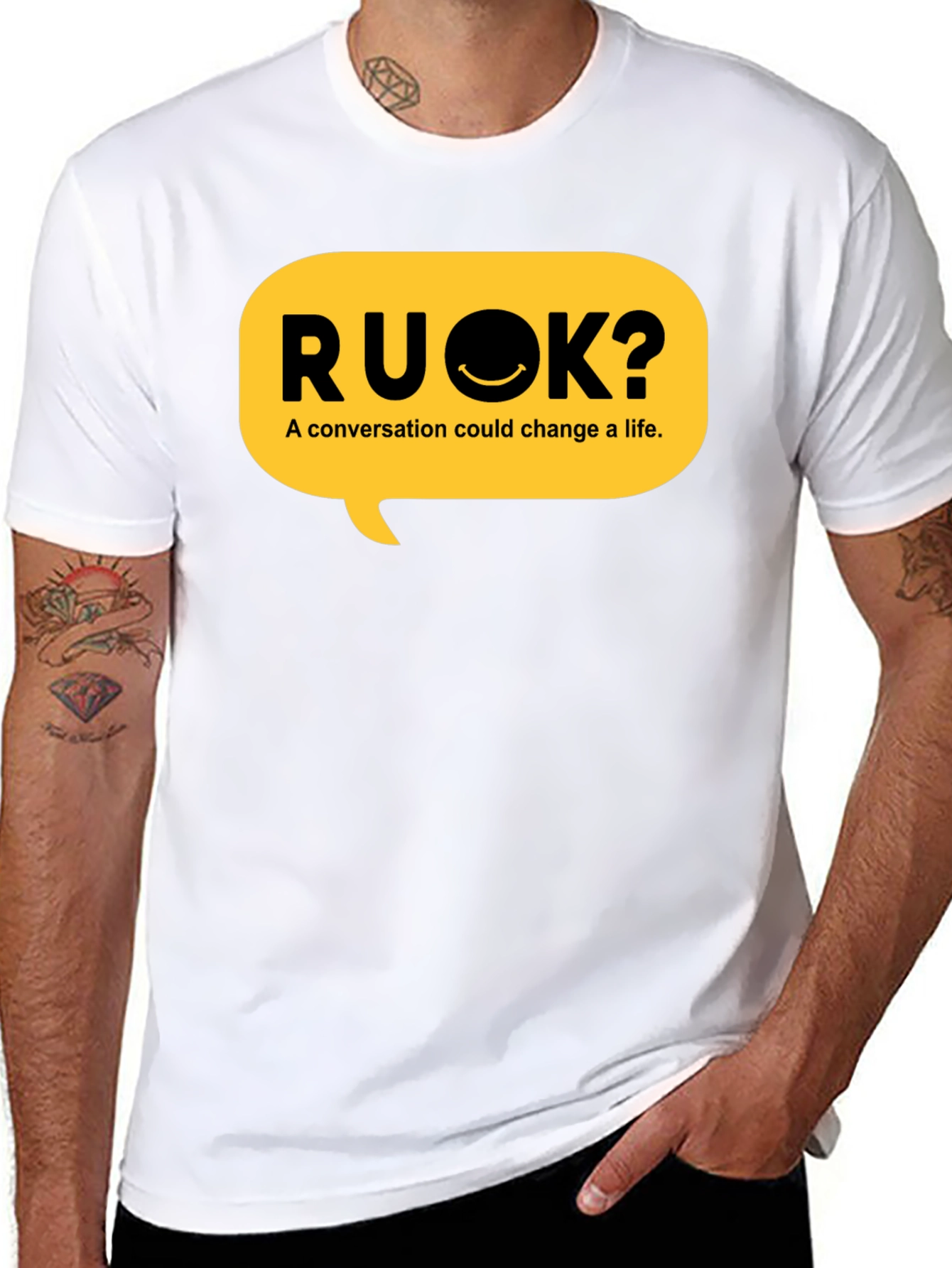 RU OK? Black Graphic T-Shirt - Conversation Starter