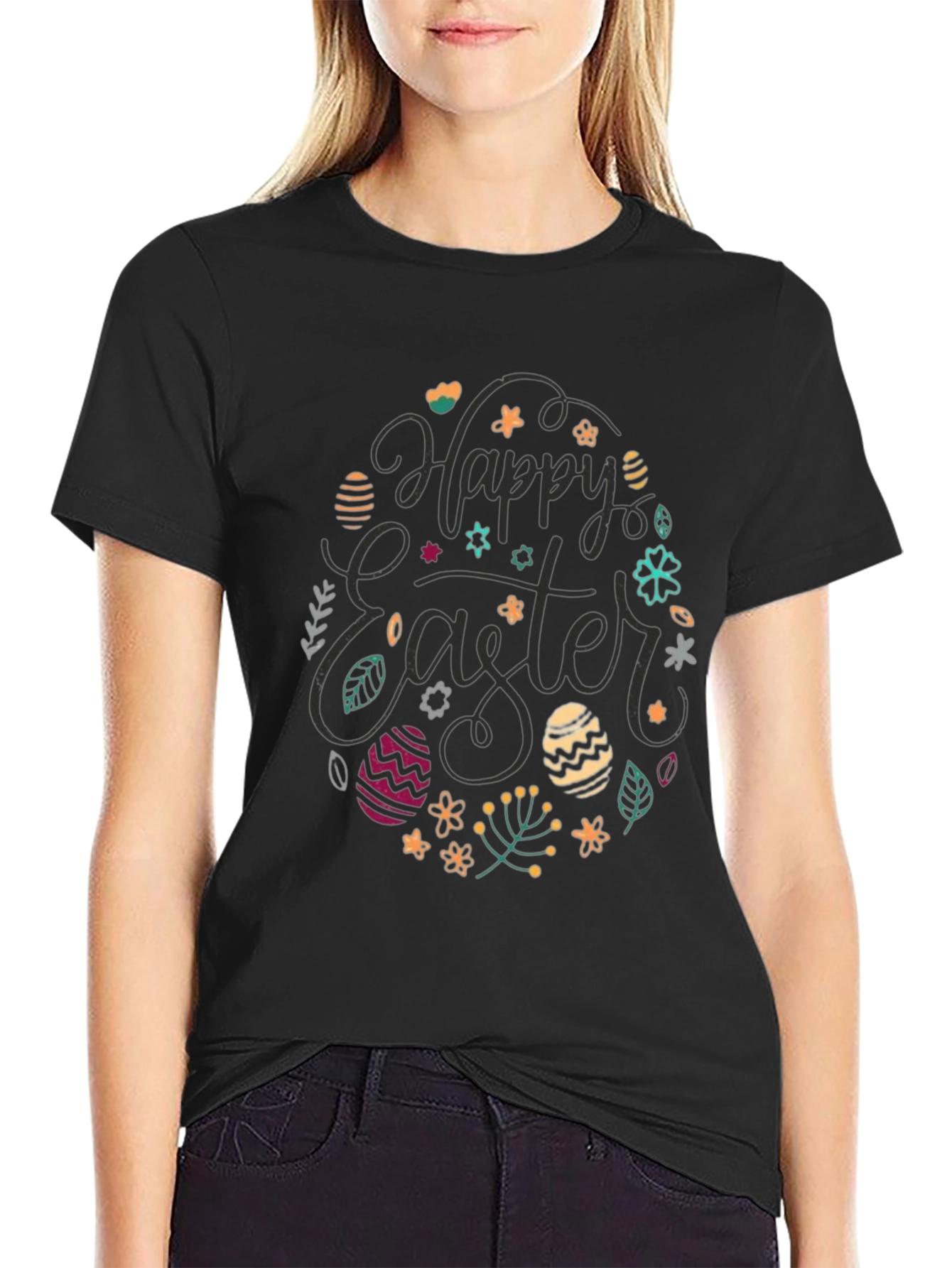 Happy Easter Black Graphic Tee