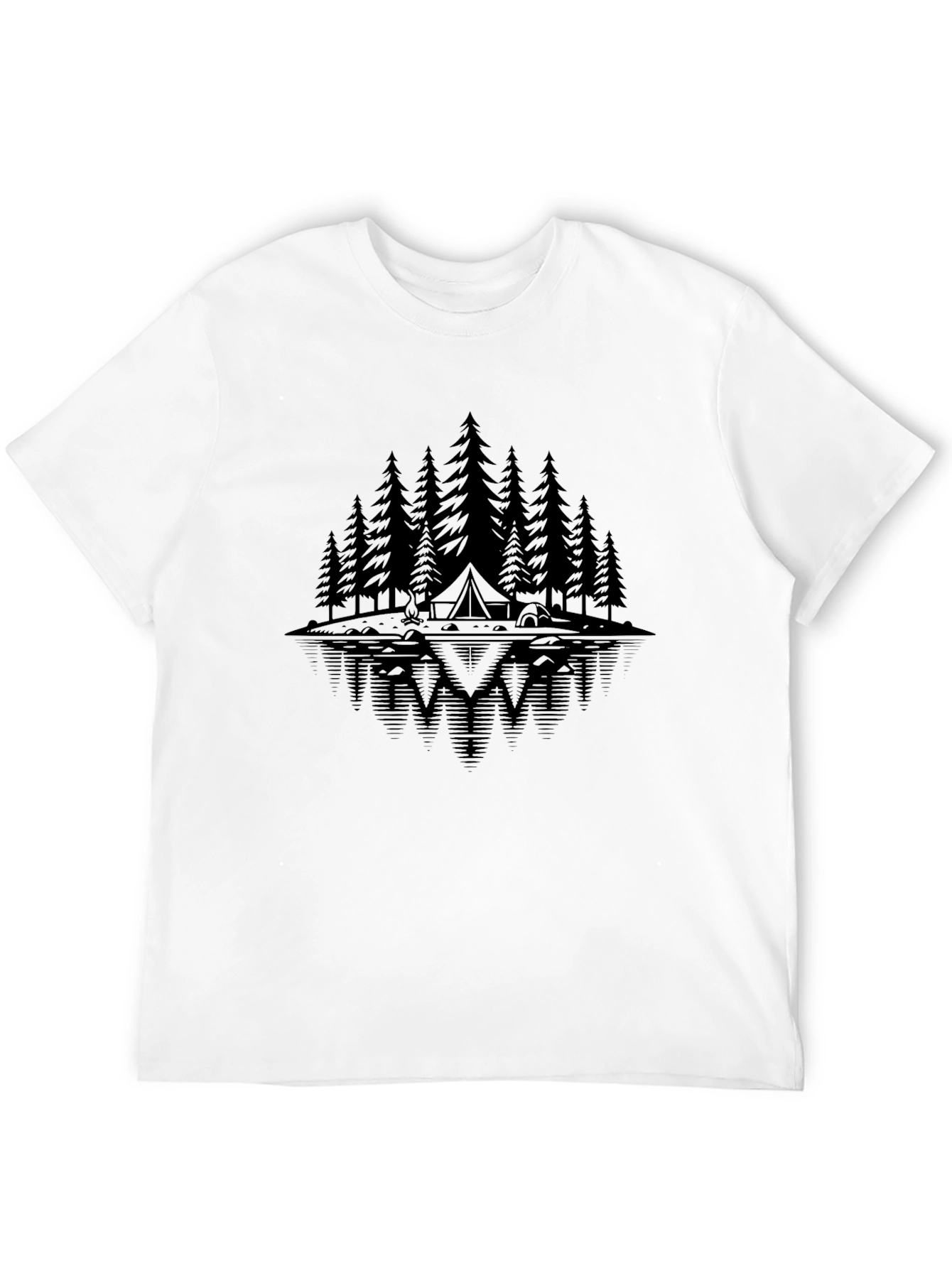 Nature Reflective Camping Scene Graphic Tee