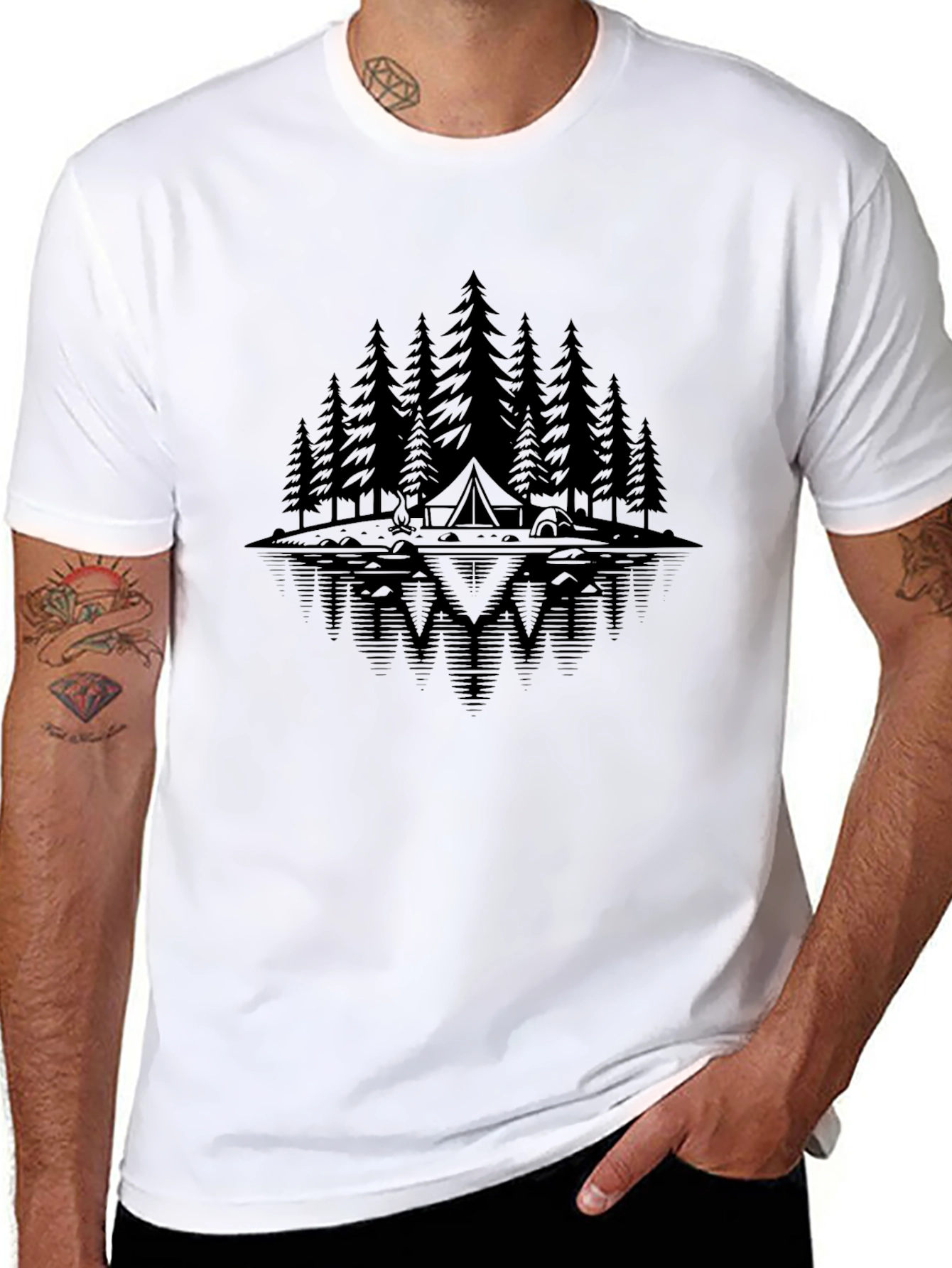 Nature Reflective Camping Scene Graphic Tee