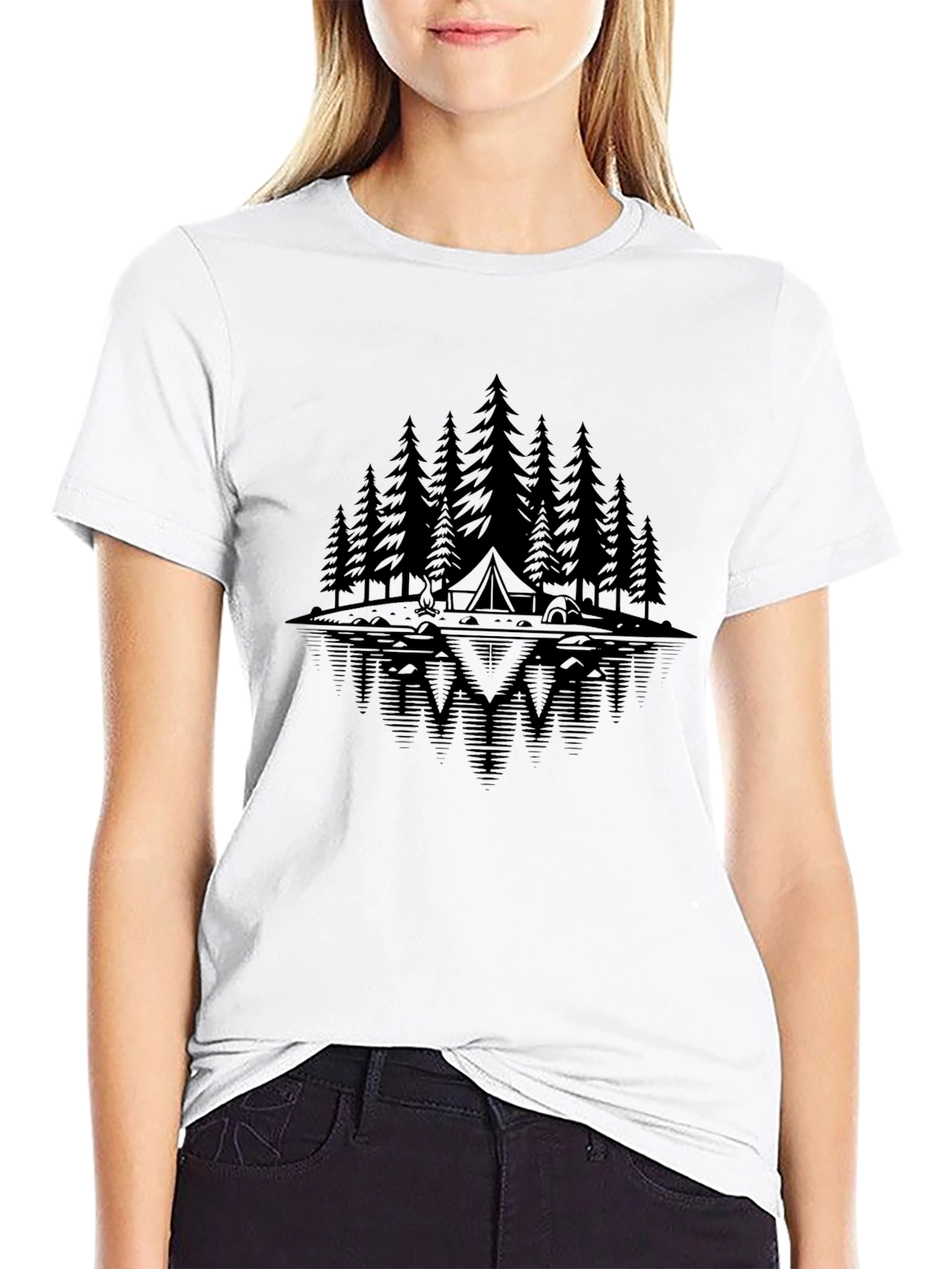 Nature Reflective Camping Scene Graphic Tee