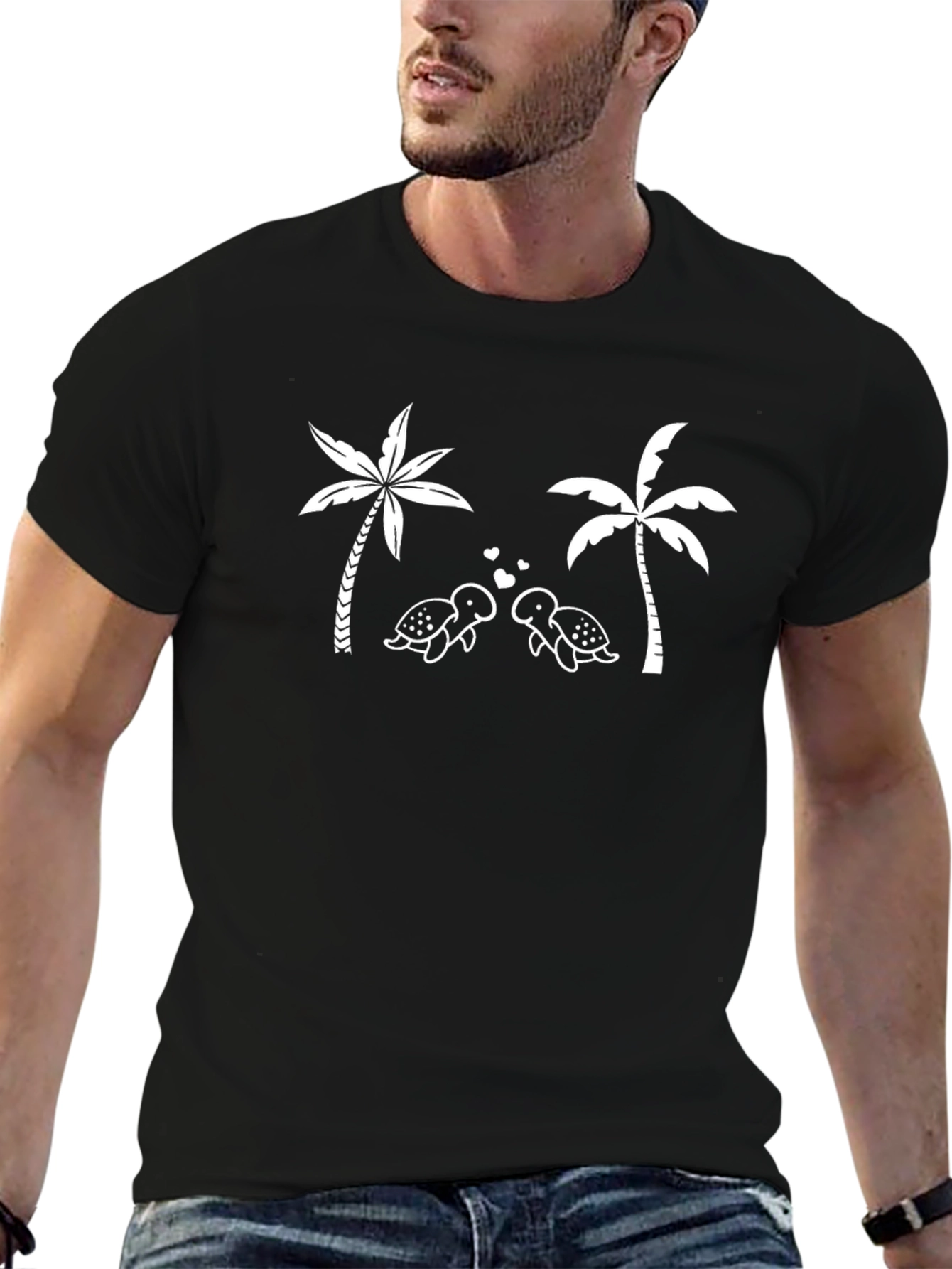 Tropical Turtle Love Black Tee