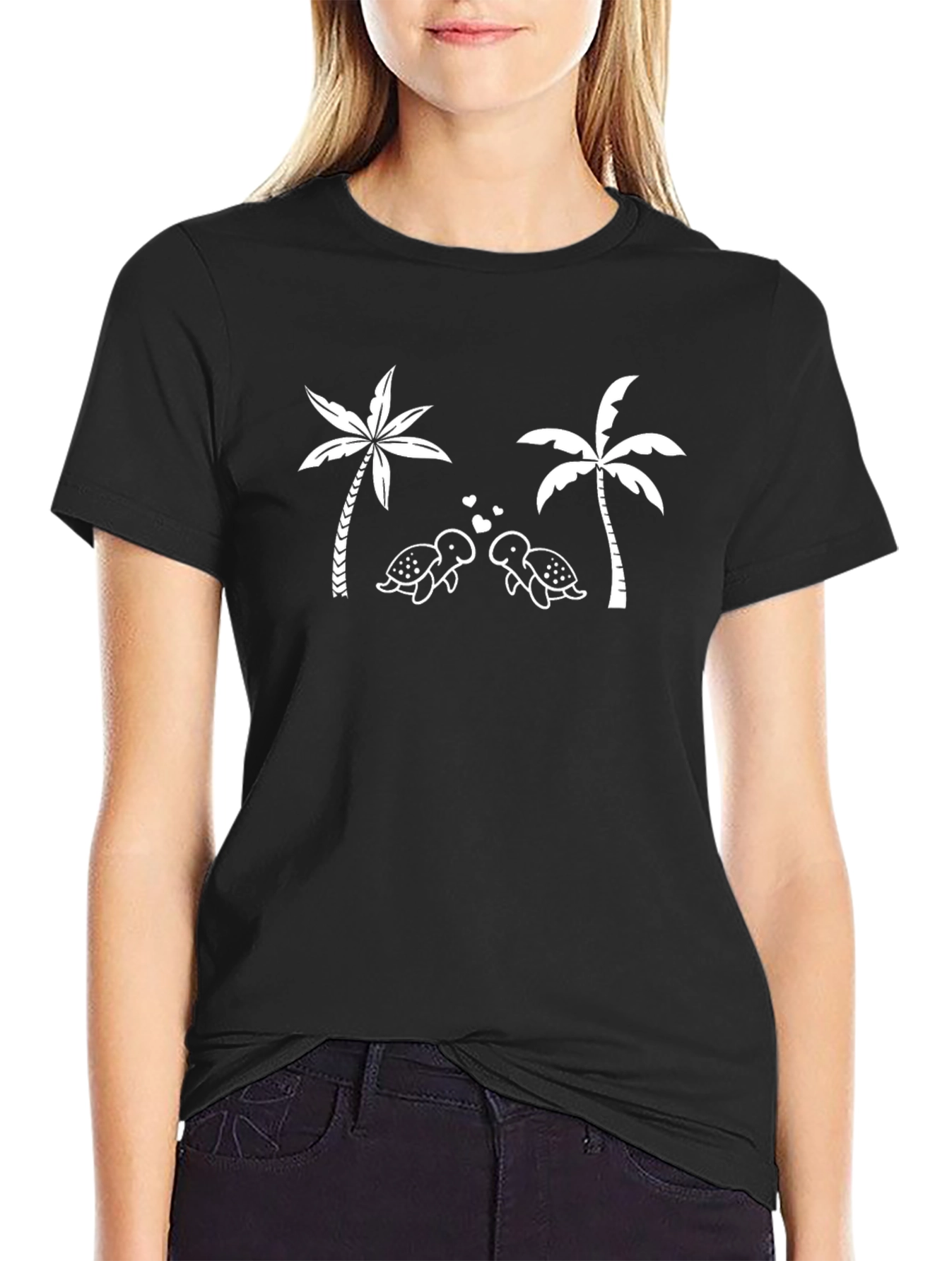 Tropical Turtle Love Black Tee