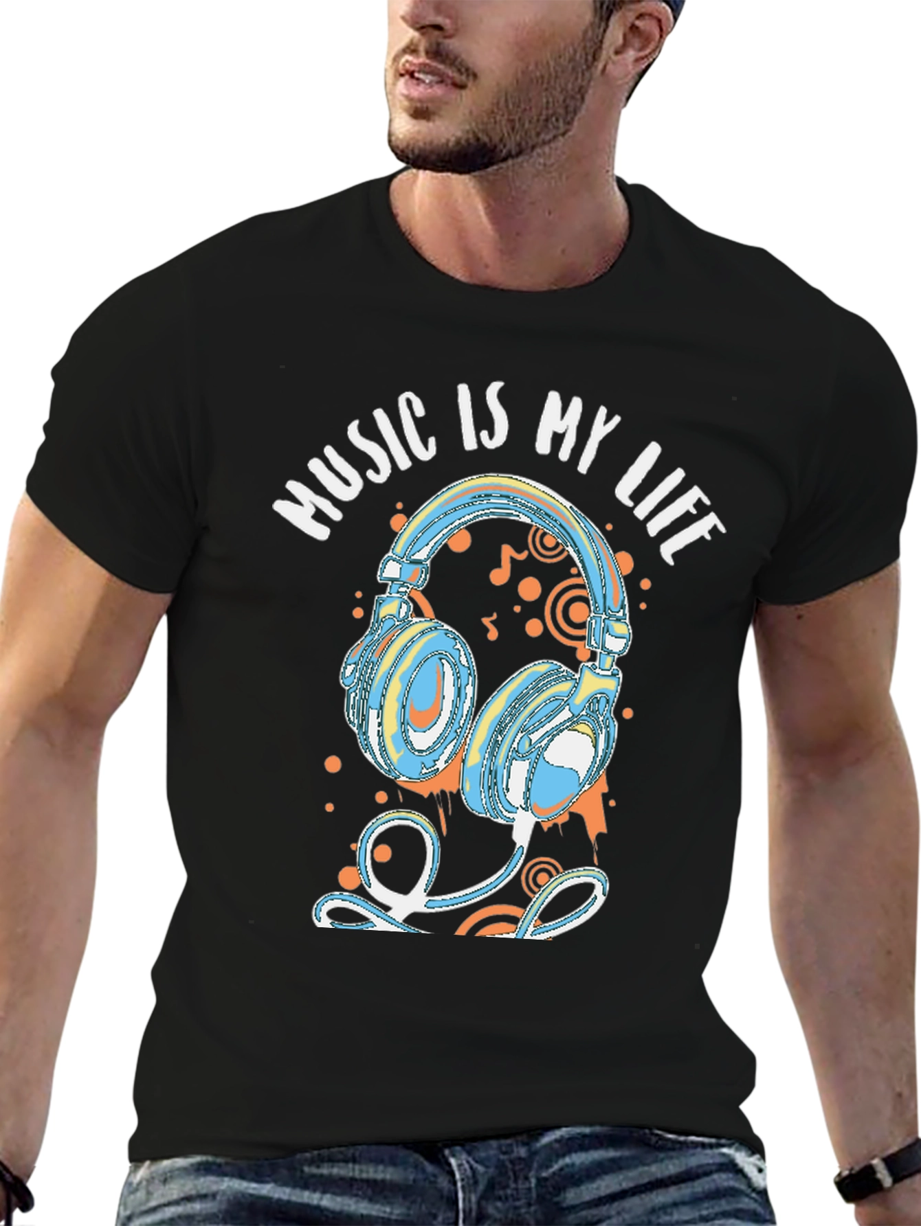 Music is My Life Headphones Graphic Tee