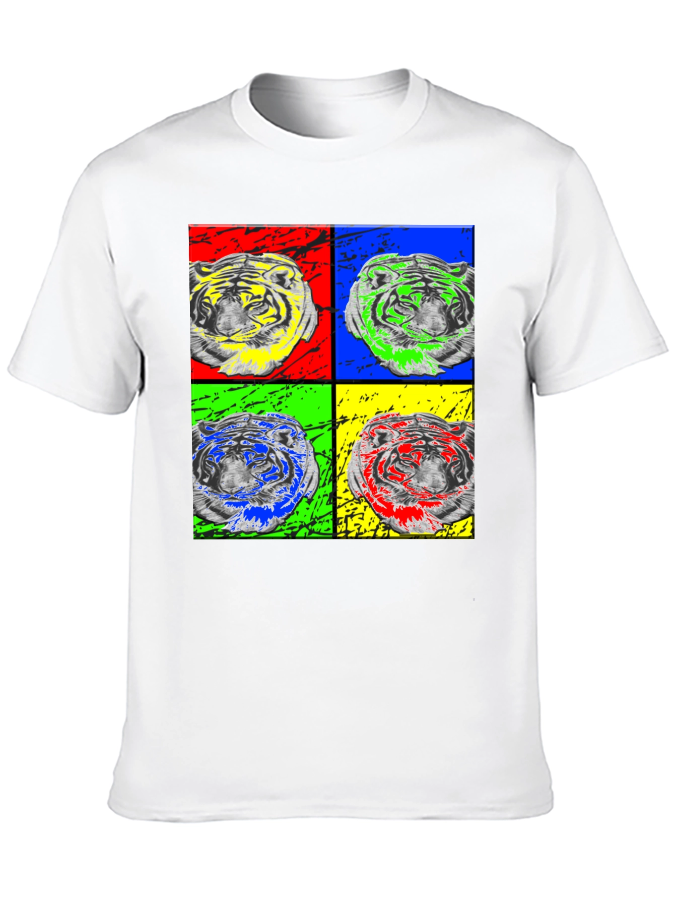 Pop Art Tiger Graphic Black T-Shirt
