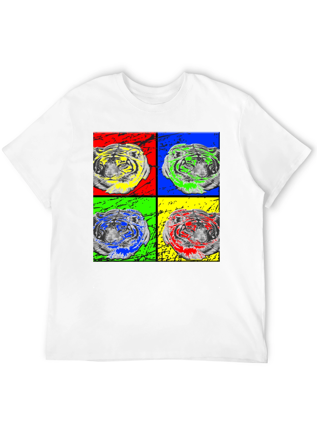 Pop Art Tiger Graphic Black T-Shirt