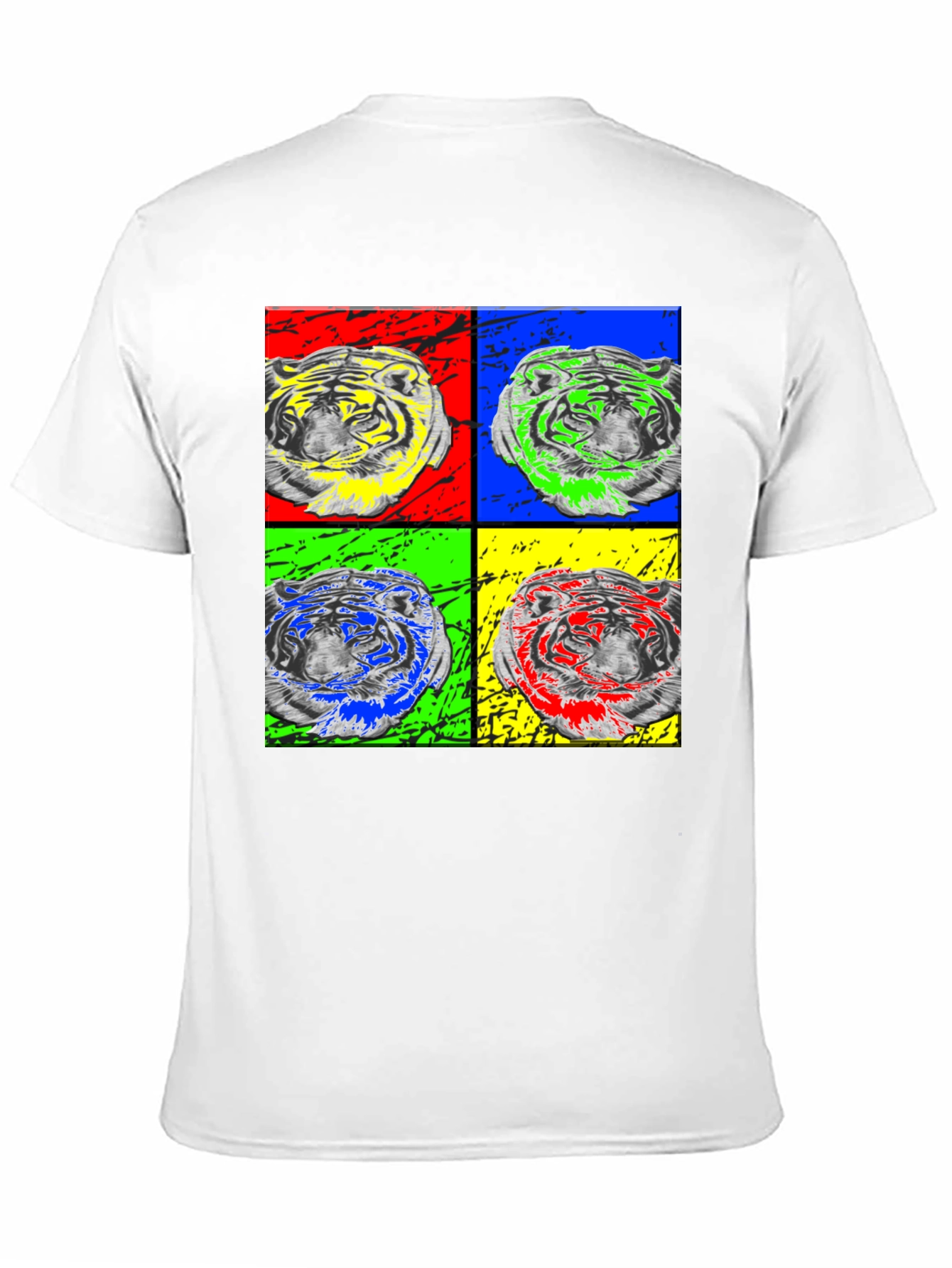Pop Art Tiger Graphic Black T-Shirt