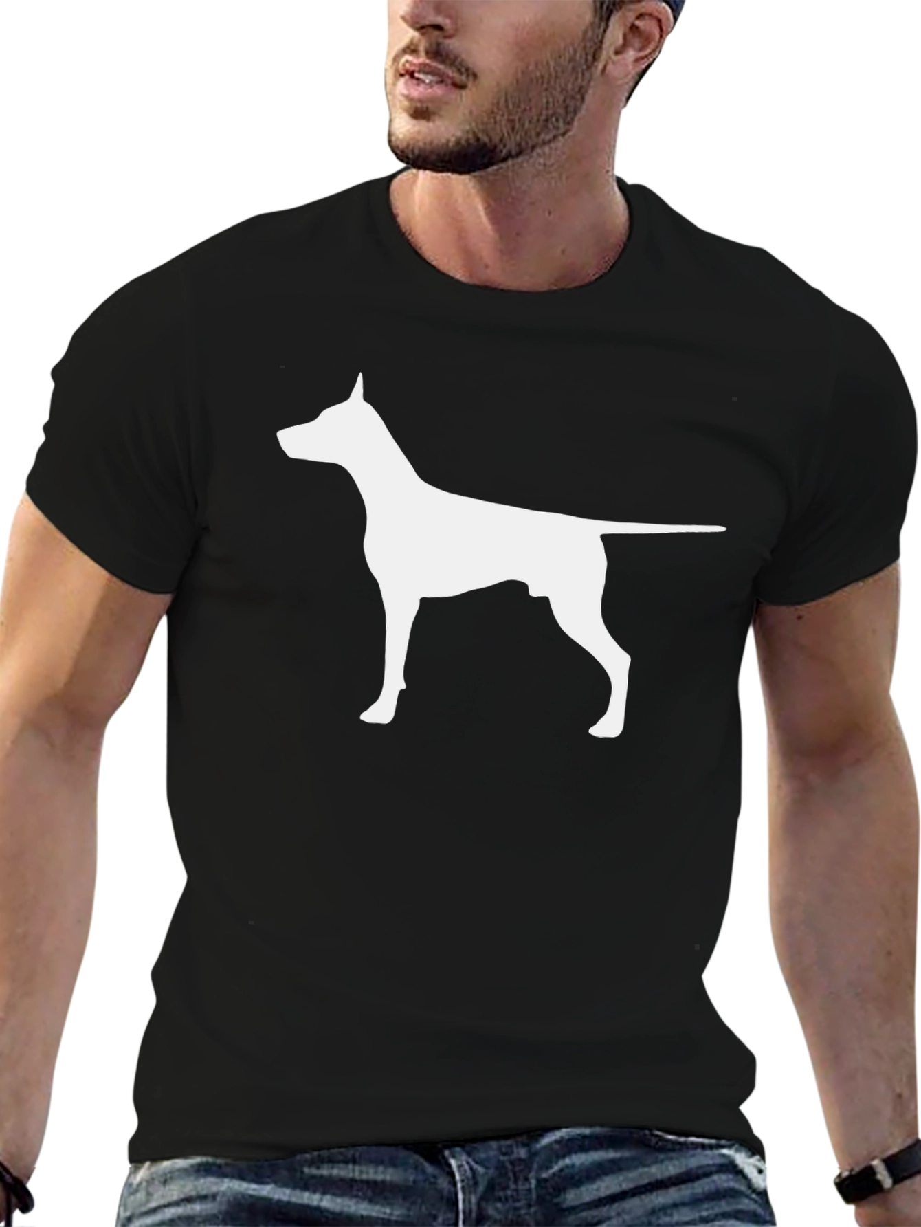 Dog Silhouette Graphic T-Shirt - Black