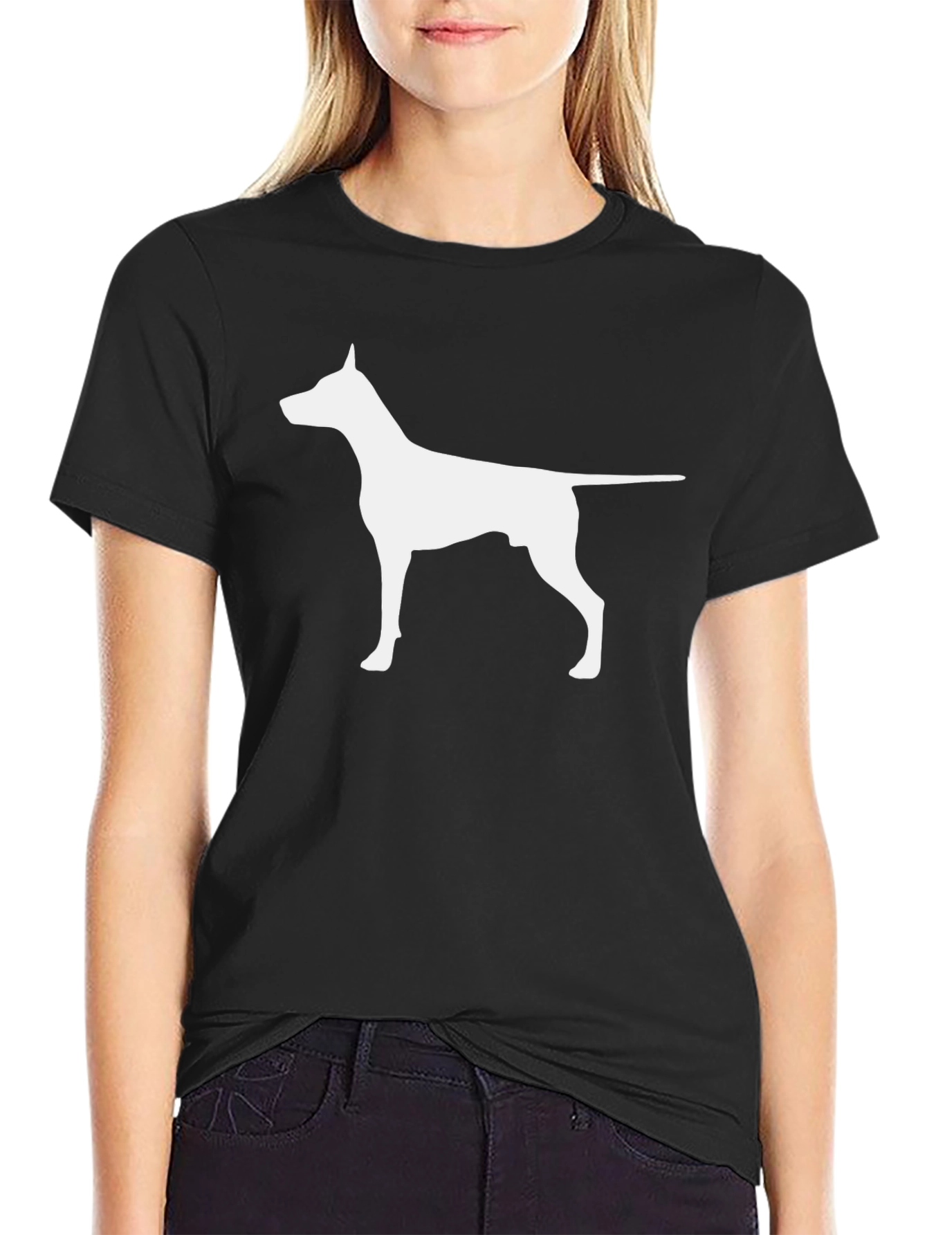Dog Silhouette Graphic T-Shirt - Black