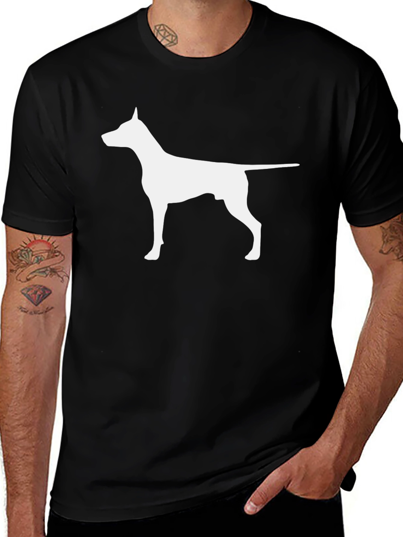 Dog Silhouette Graphic T-Shirt - Black