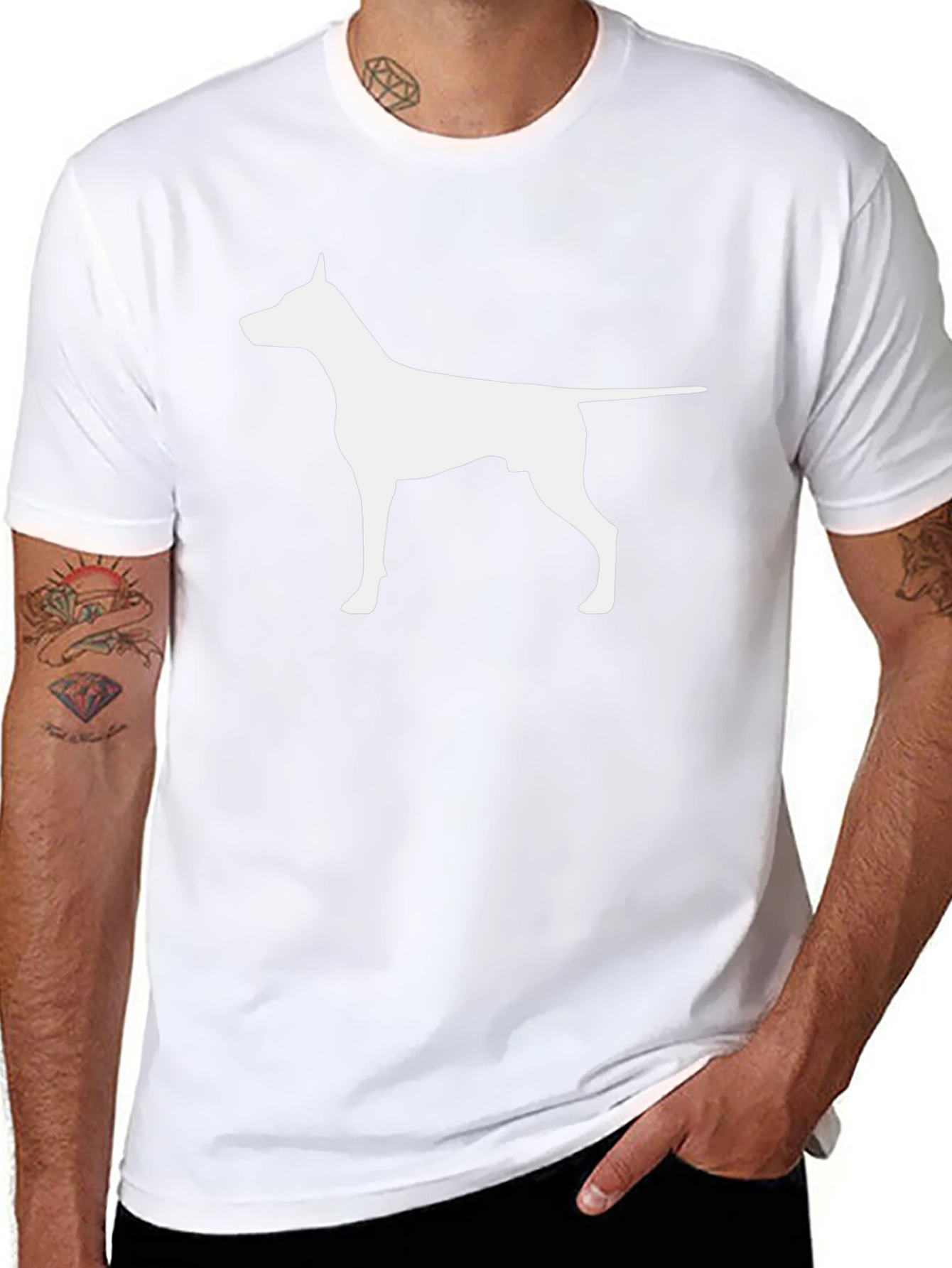 Dog Silhouette Graphic T-Shirt - Black