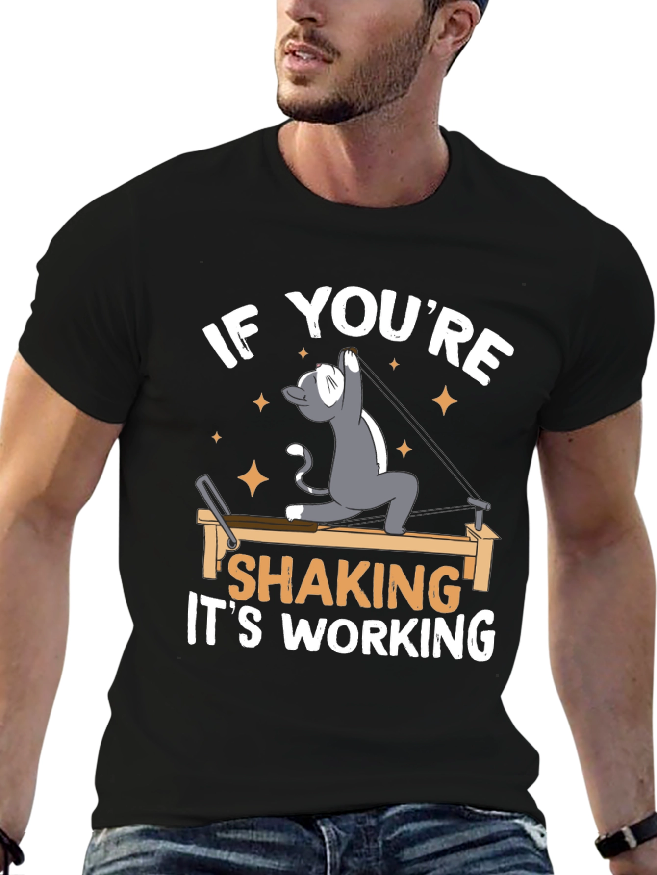 Pilates Cat T-Shirt: If Youre Shaking Its Working