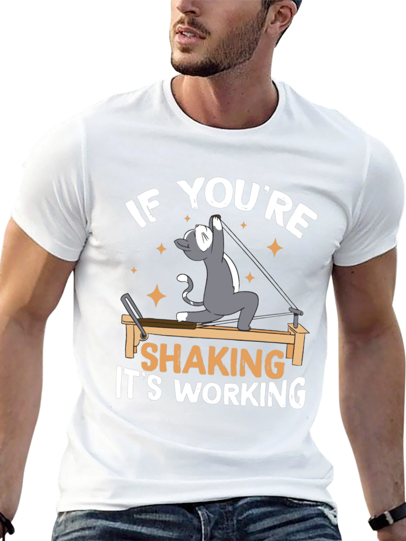 Pilates Cat T-Shirt: If Youre Shaking Its Working