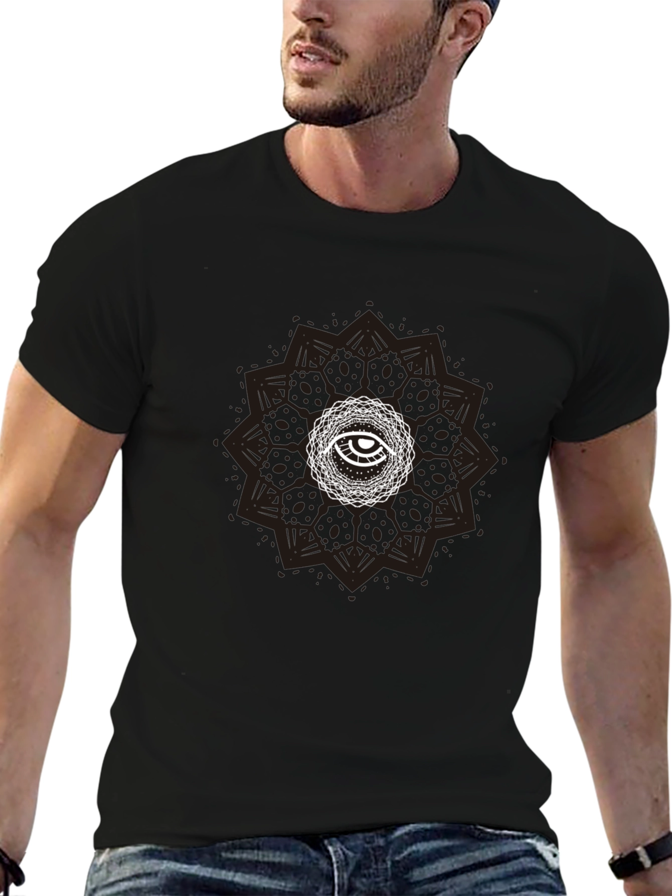 Eye Mandala Graphic Tee - Stylish Black T-Shirt