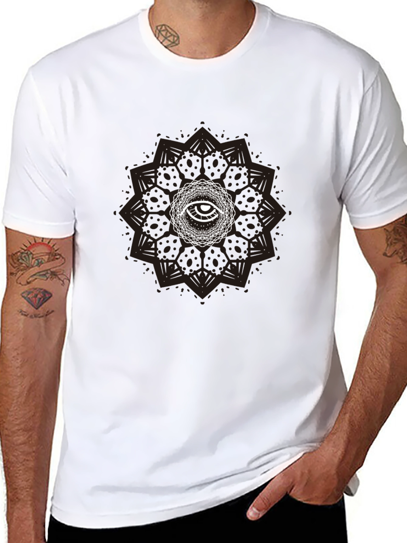 Eye Mandala Graphic Tee - Stylish Black T-Shirt