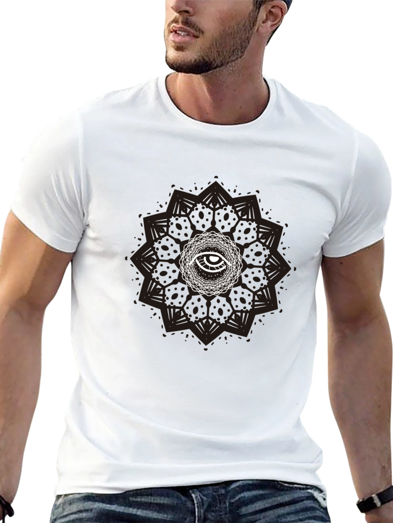 Eye Mandala Graphic Tee - Stylish Black T-Shirt