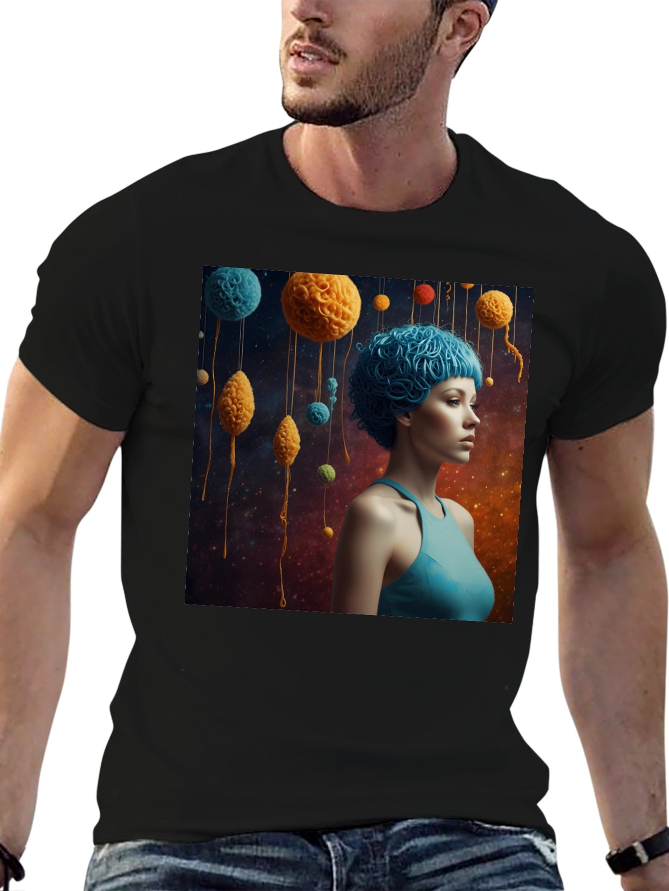Artsy Graphic Tee - Unique Space Yarn Art Print