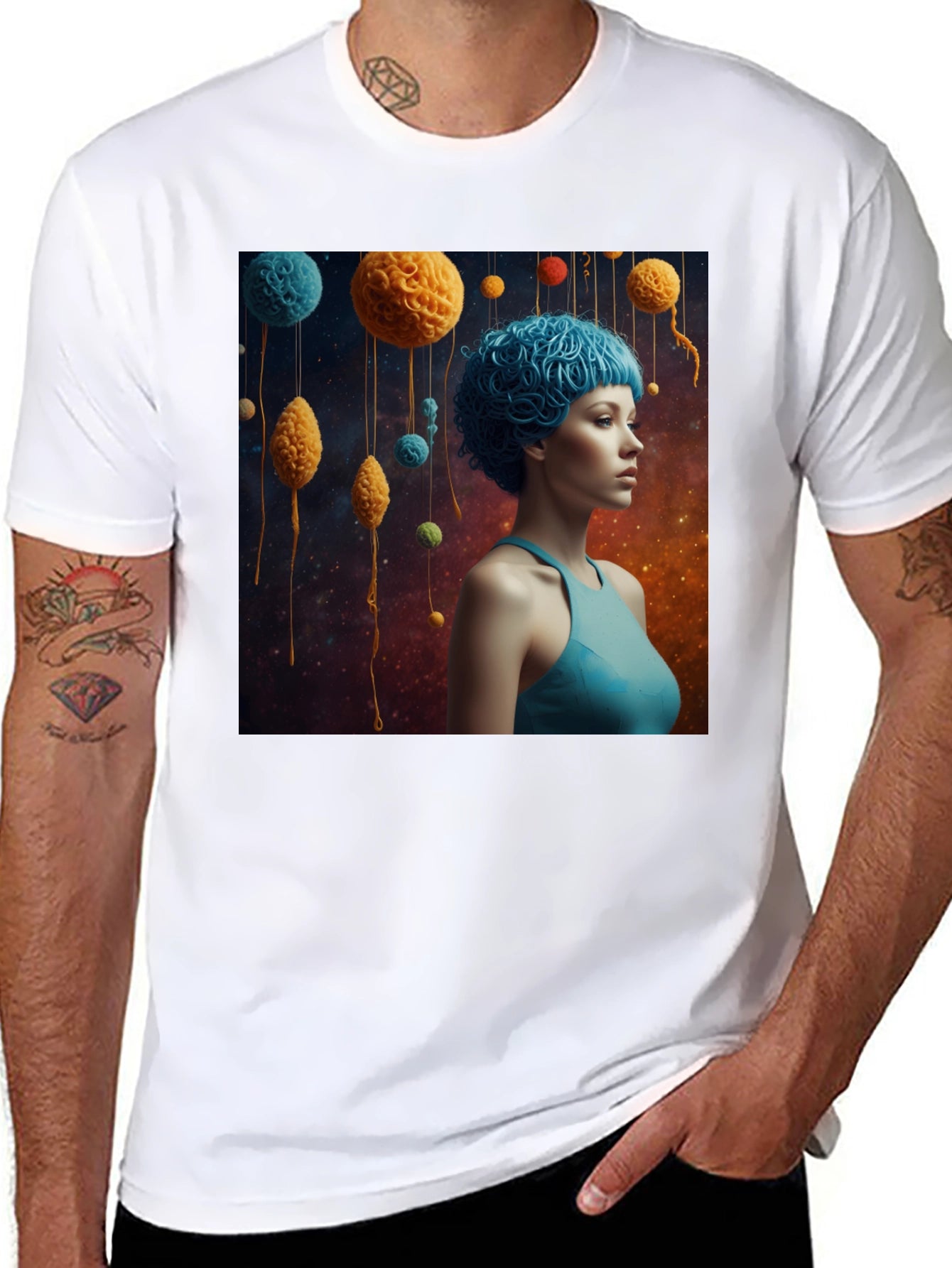 Artsy Graphic Tee - Unique Space Yarn Art Print