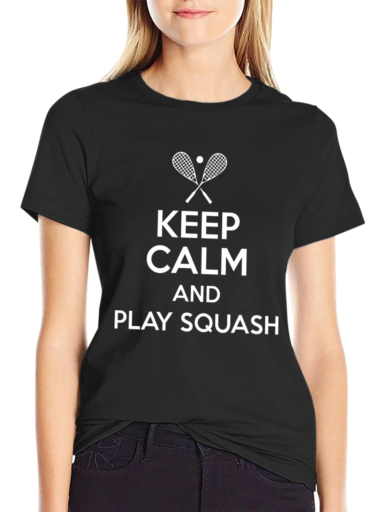 Keep Calm & Play Squash Black T-Shirt