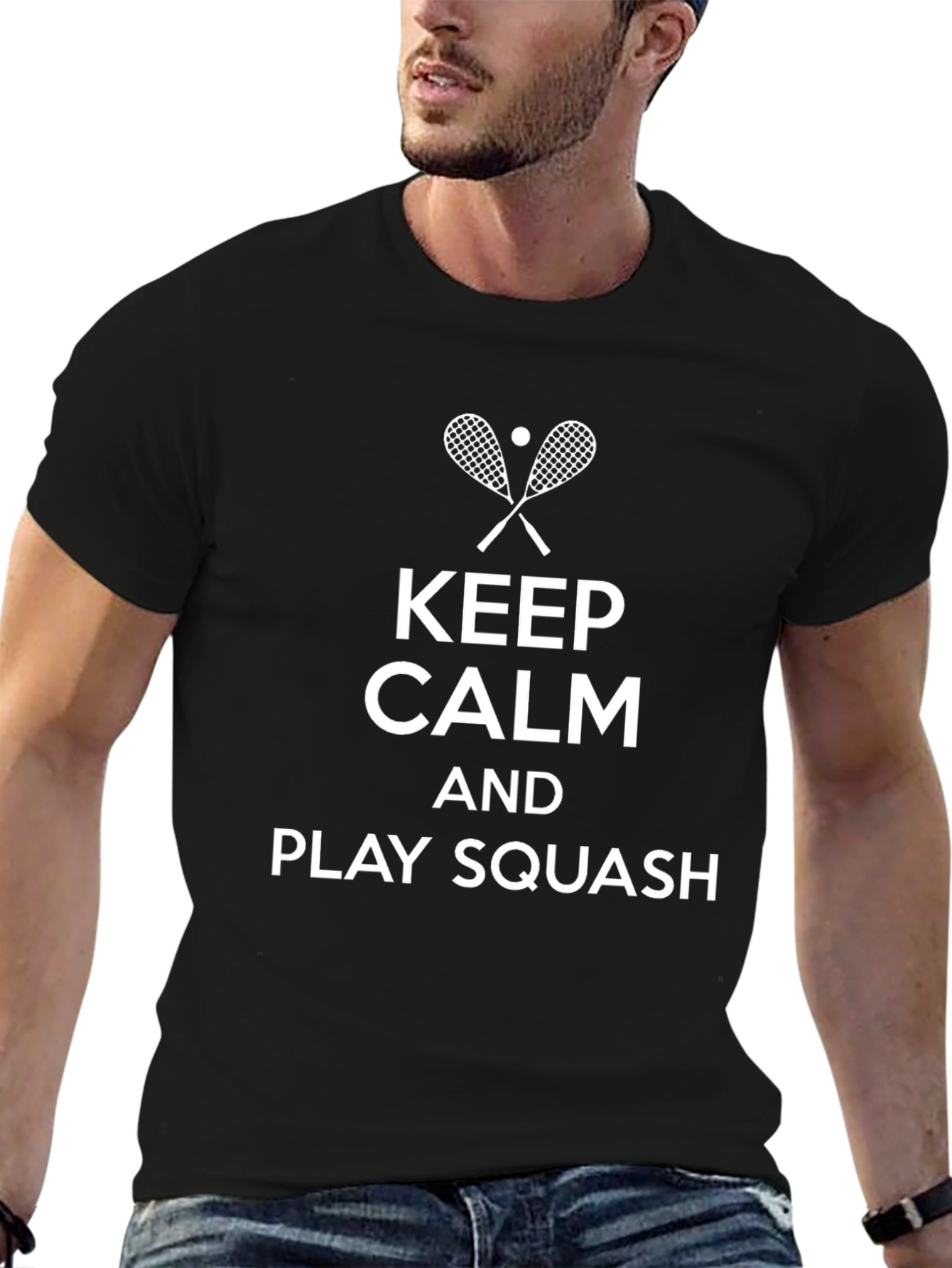 Keep Calm & Play Squash Black T-Shirt