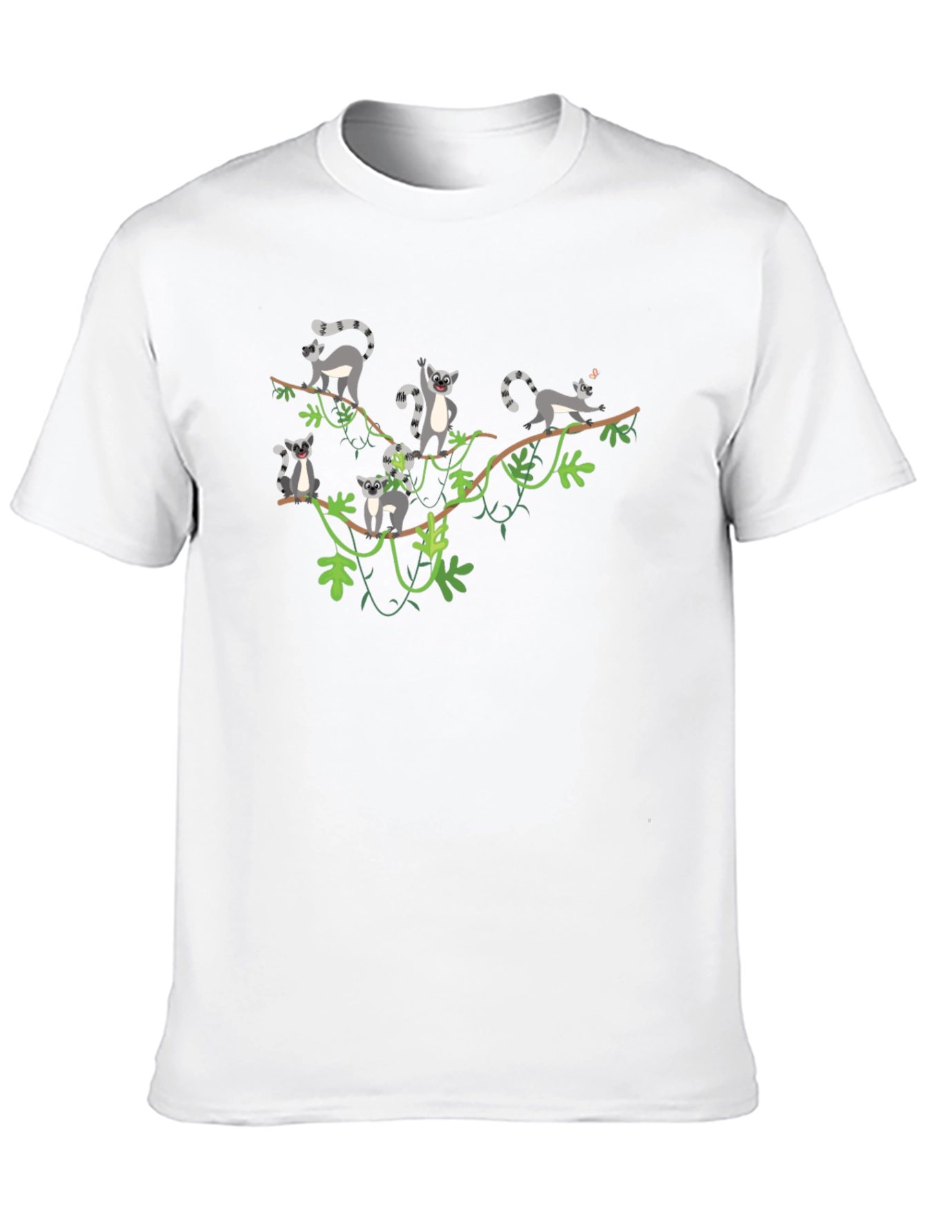 Lemur Vine Graphic T-Shirt - Black Crew Neck