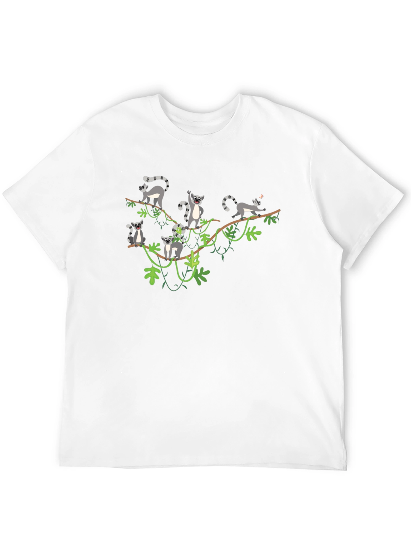 Lemur Vine Graphic T-Shirt - Black Crew Neck