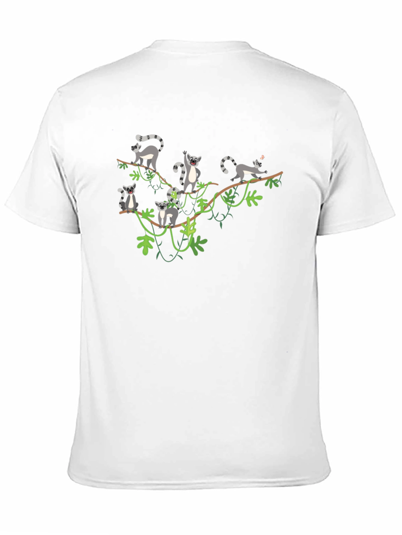 Lemur Vine Graphic T-Shirt - Black Crew Neck