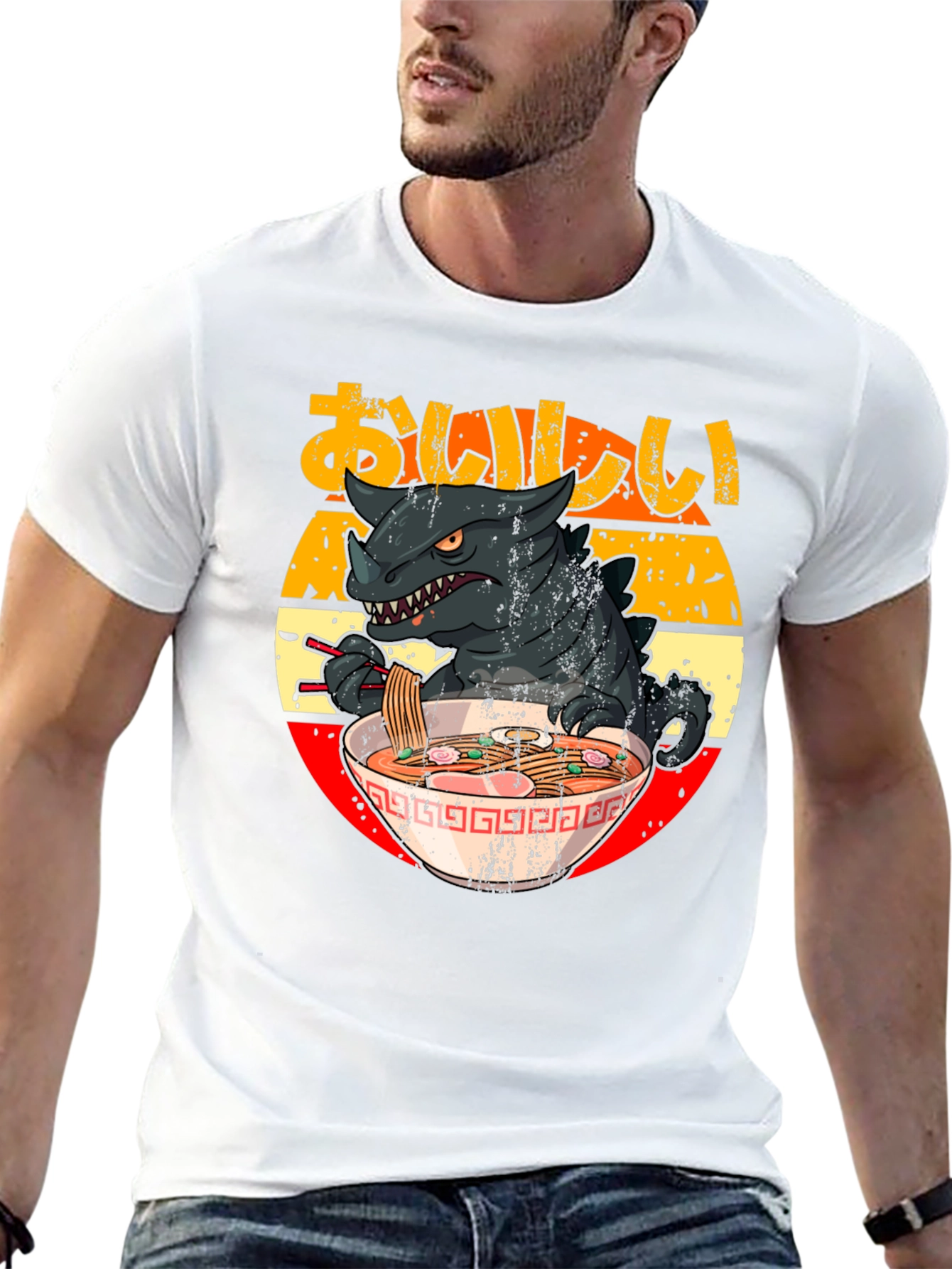 Kaiju Ramen T-Shirt - Godzilla Eating Noodles