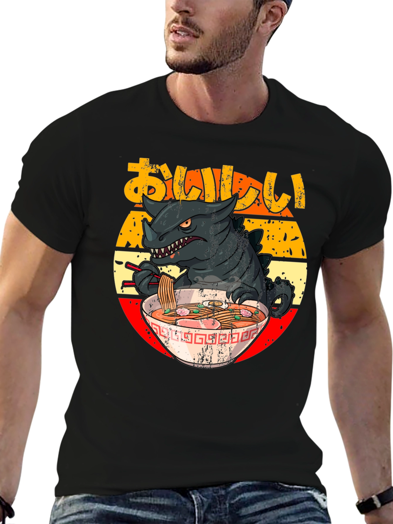 Kaiju Ramen T-Shirt - Godzilla Eating Noodles
